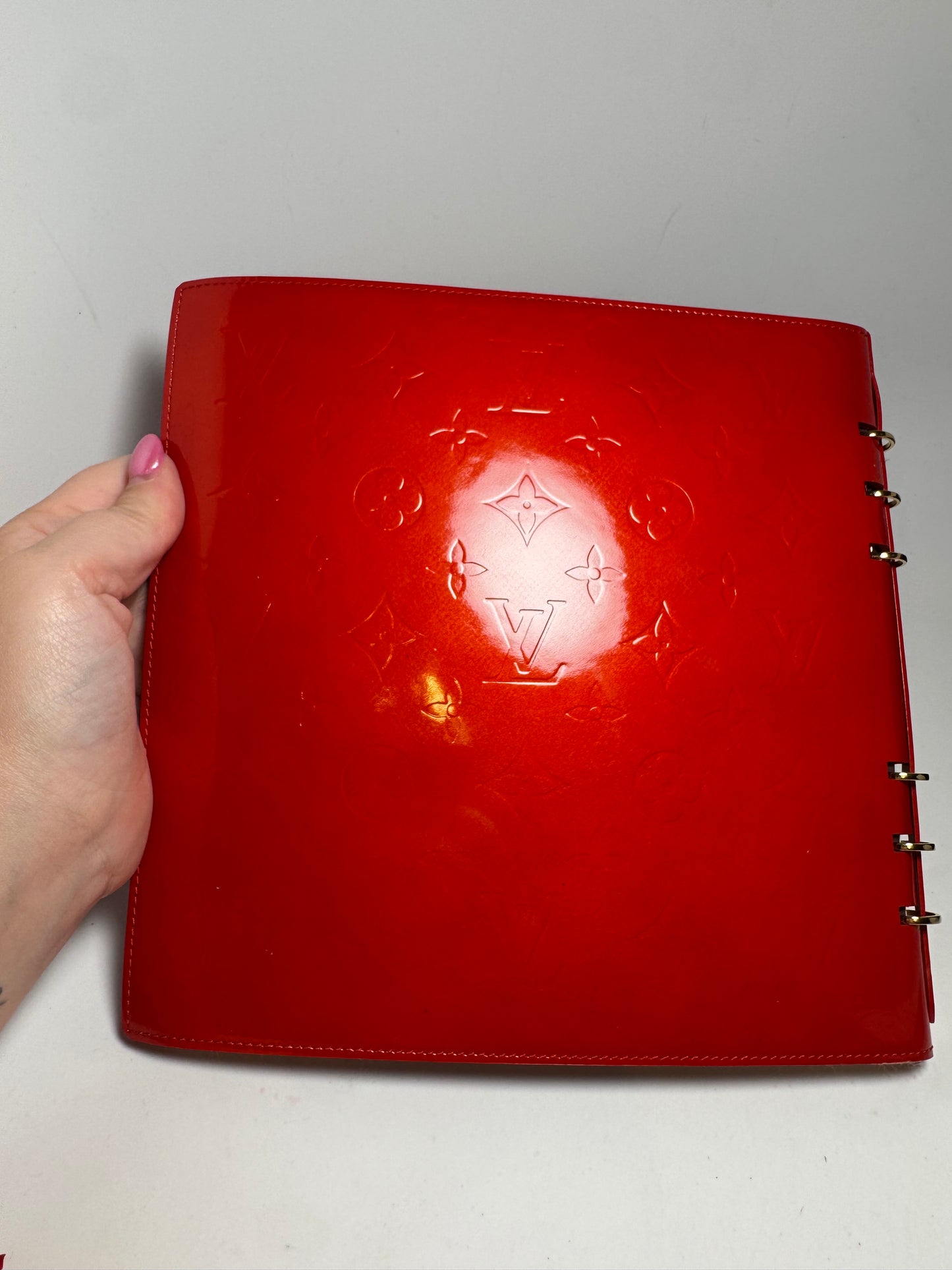 Louis Vuitton Red Monogram Patent Leather Vernis Sketchbook/Notebook with monogram pages