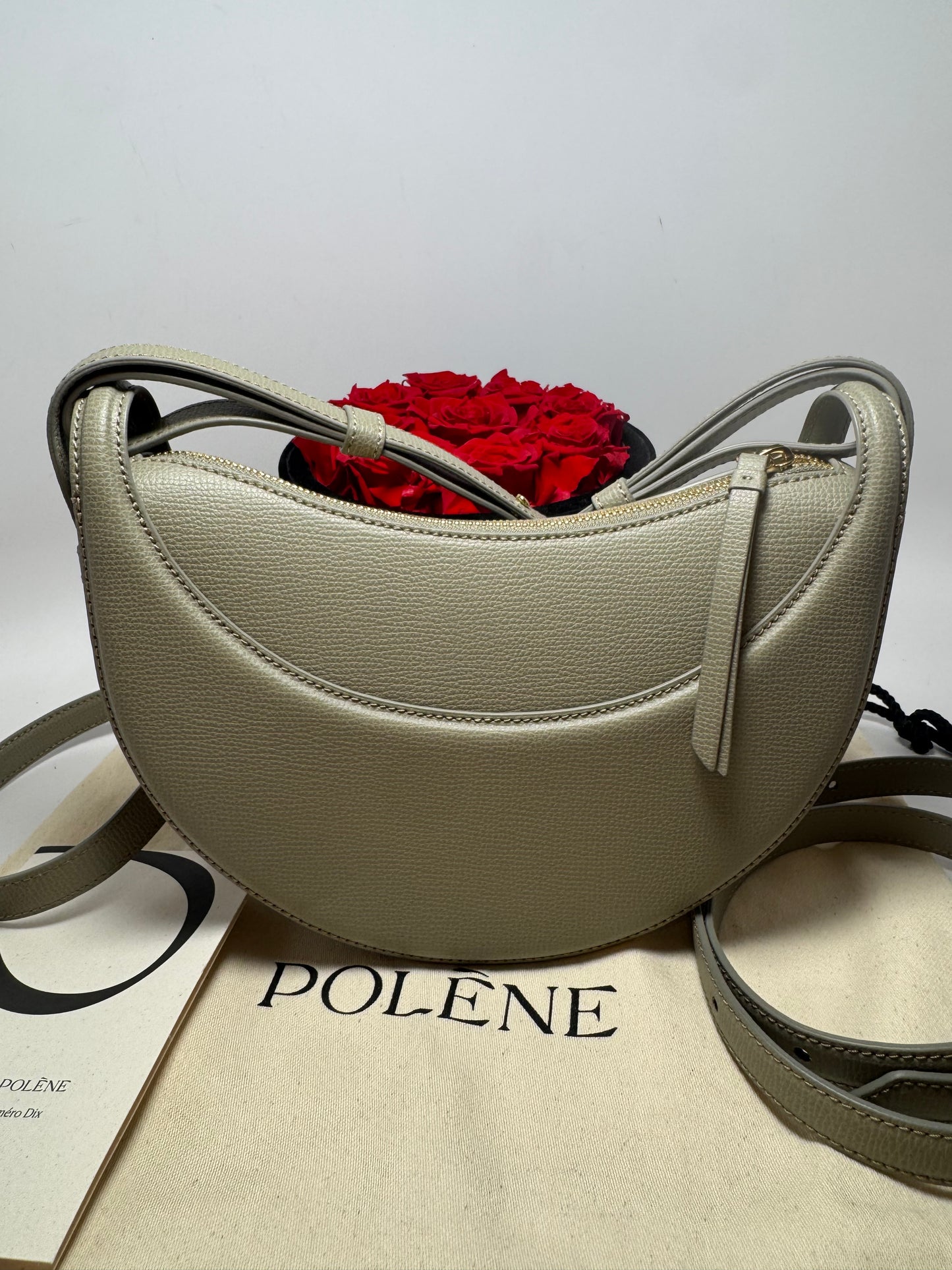 Polène Numero Dix Textured Taupe Crossbody/Shoulder Bag