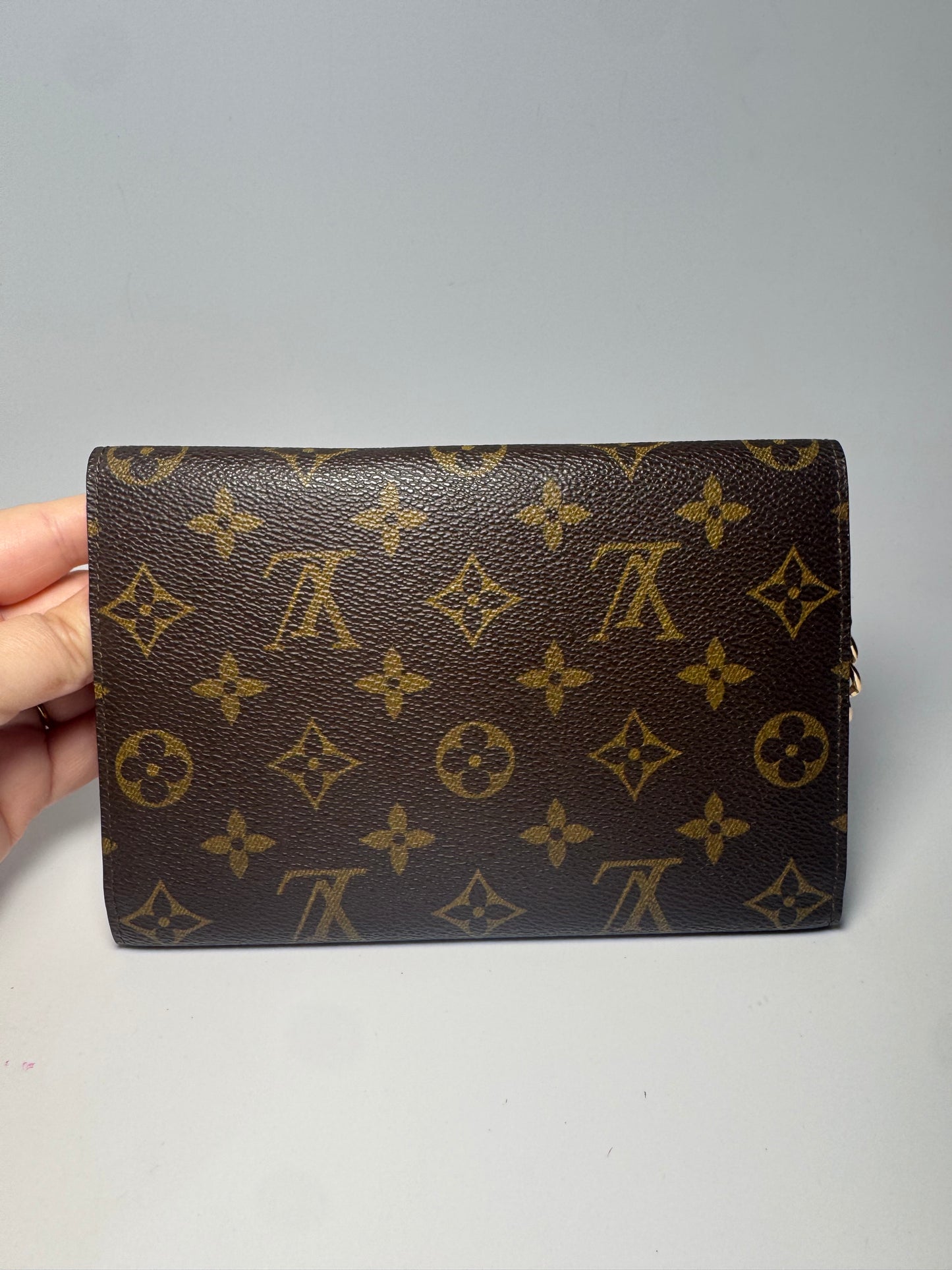 Louis Vuitton Trifold Pochette Passport Holder Monogram Wallet on Chain