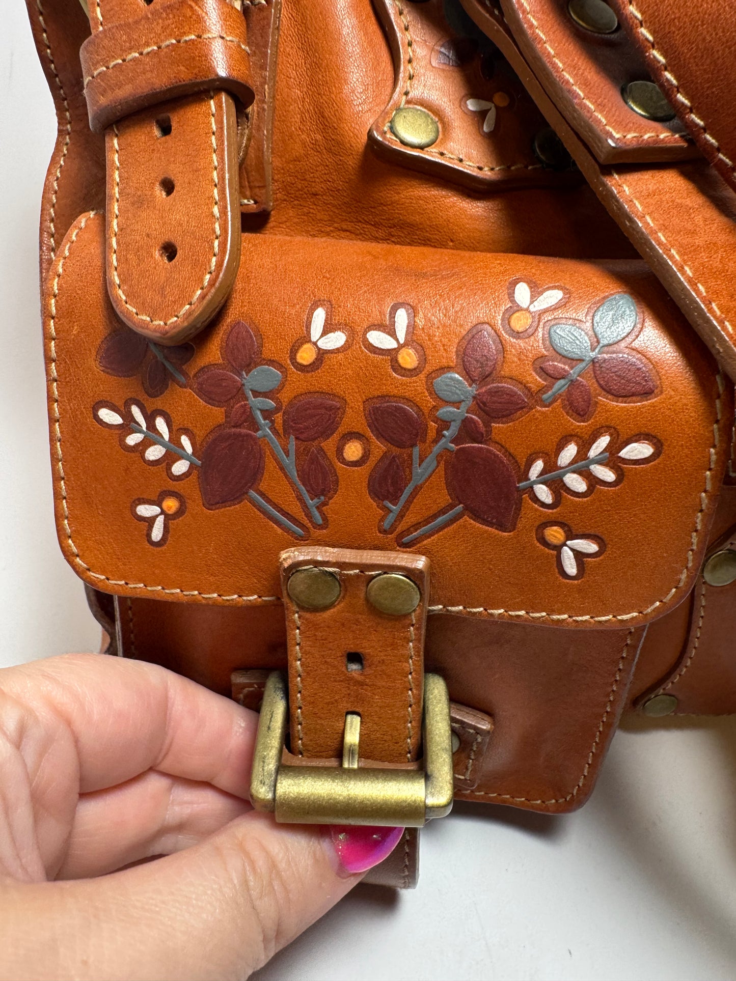 Mulberry Hand Painted Roxanne Leather Satchel Floral