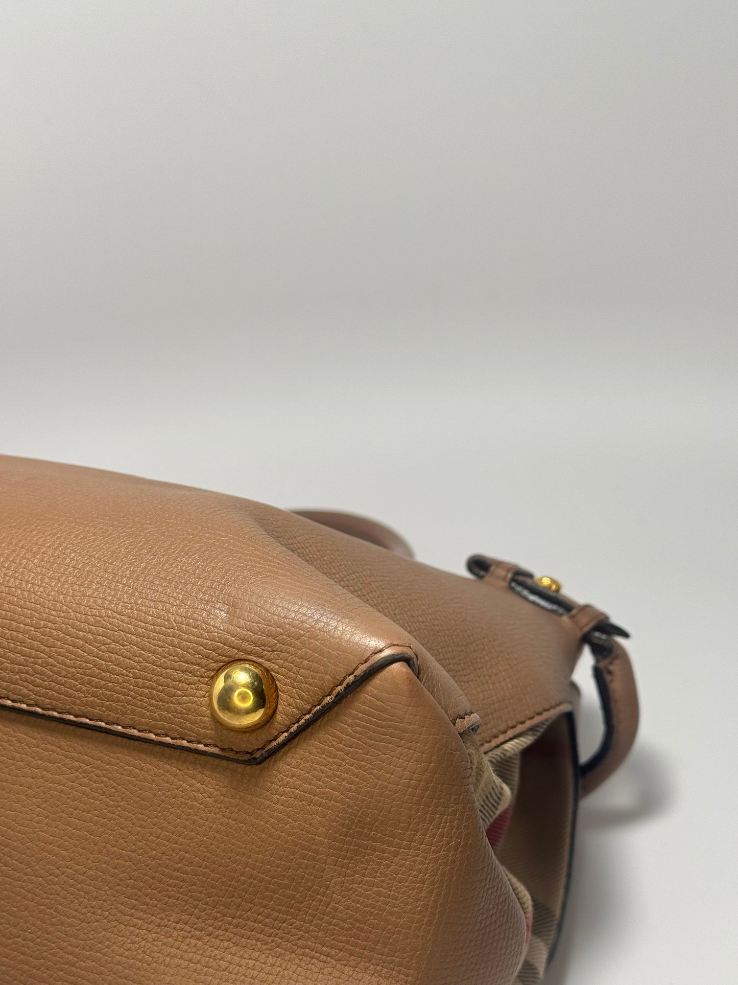 Burberry Banner Medium House Check Tote Bag Beige
