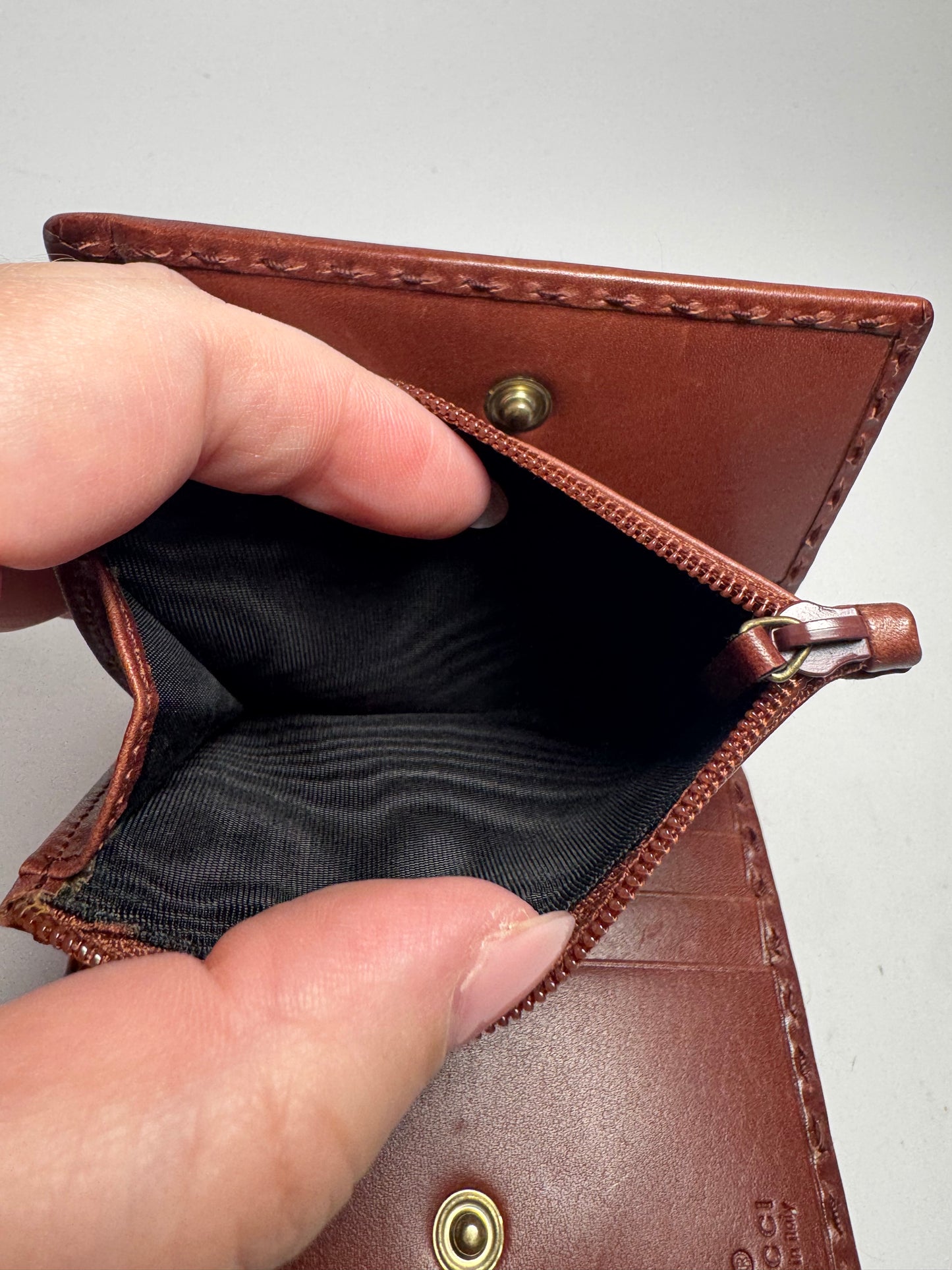 Gucci Vintage Brown Leather Western Style Wallet Bifold