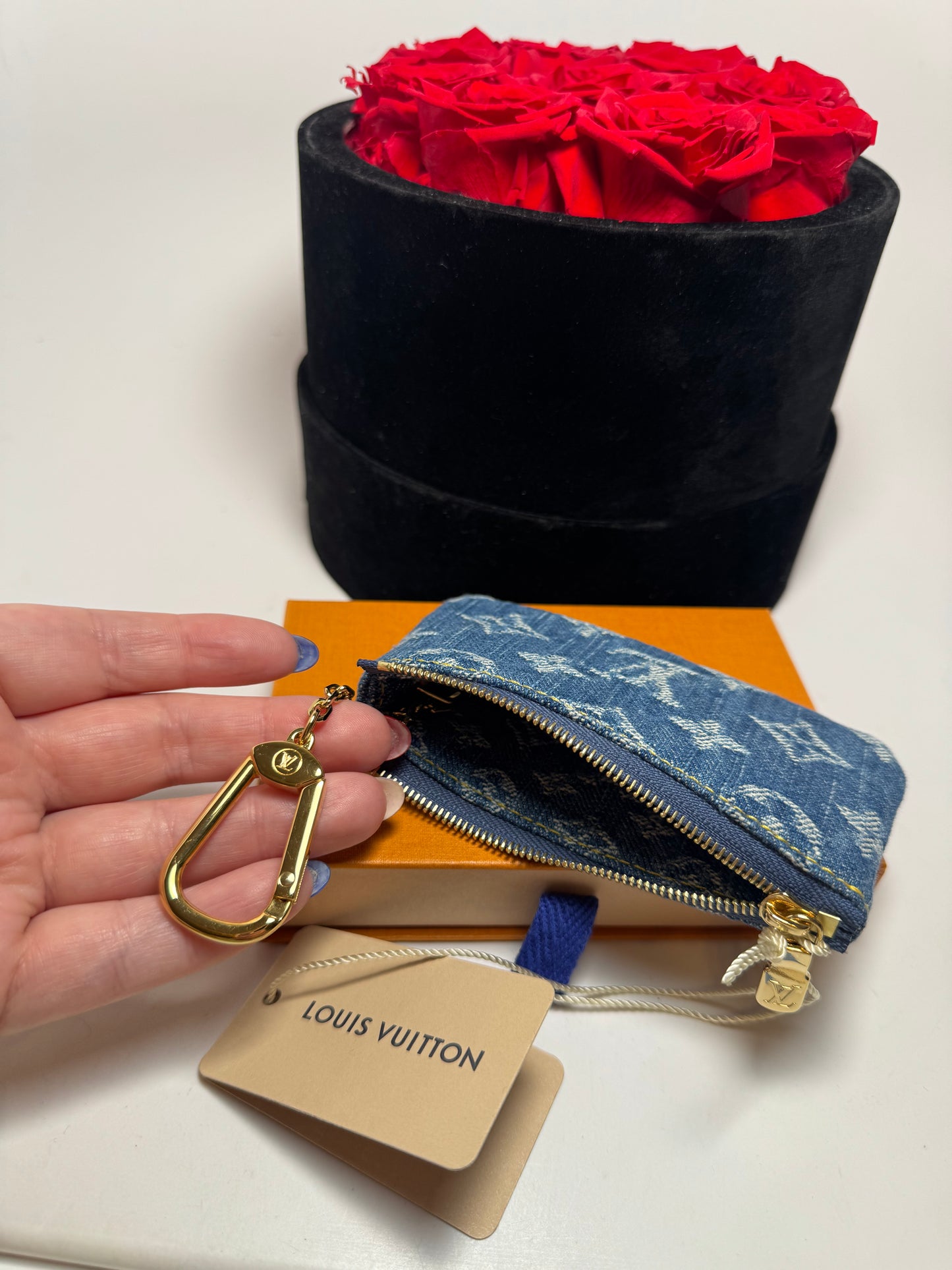 Louis Vuitton x TM Denim Cherry Key Pouch NEW w/COA