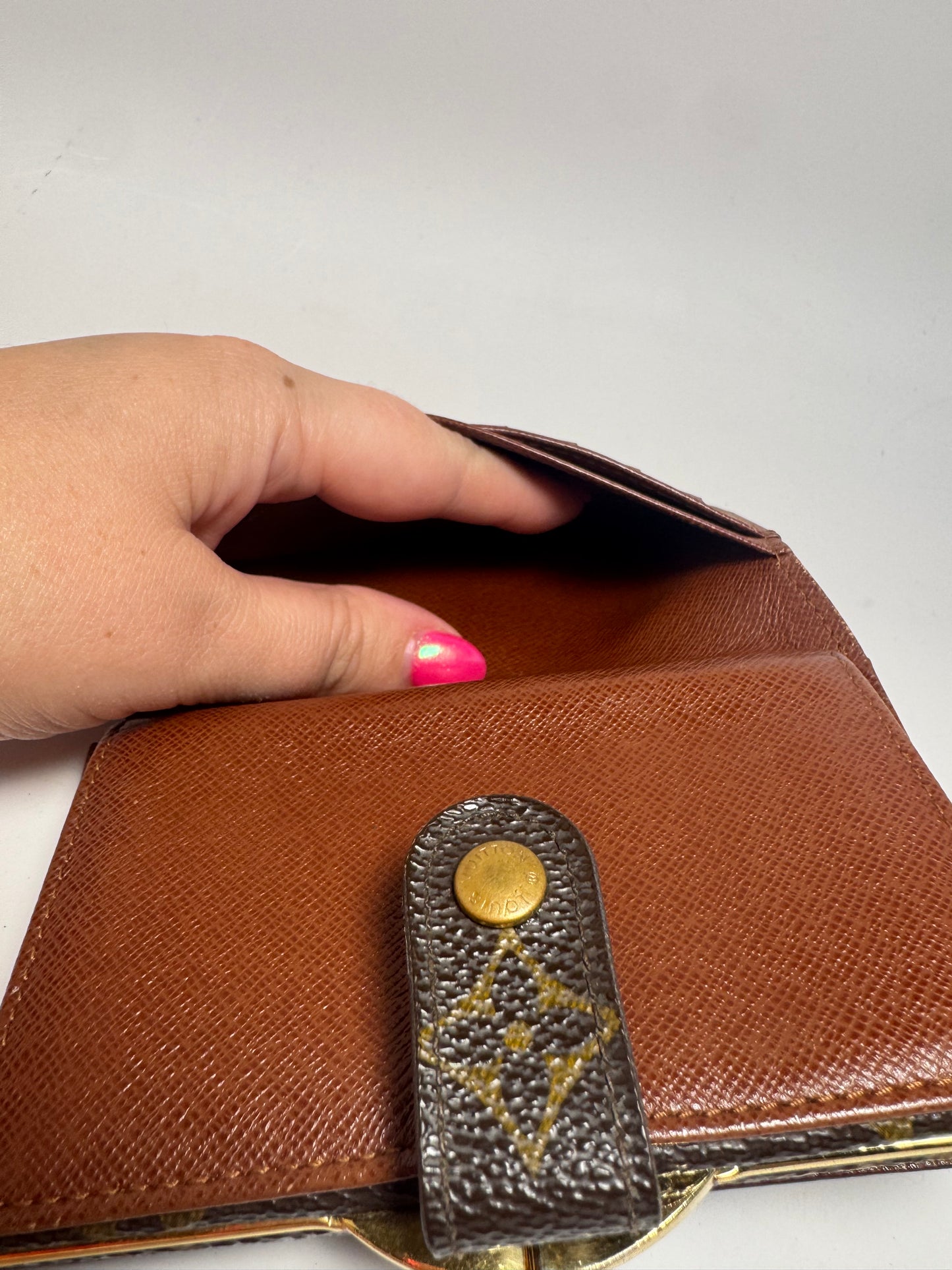 Louis Vuitton French Purse Kiss Lock Monogram Wallet-Fair Condition