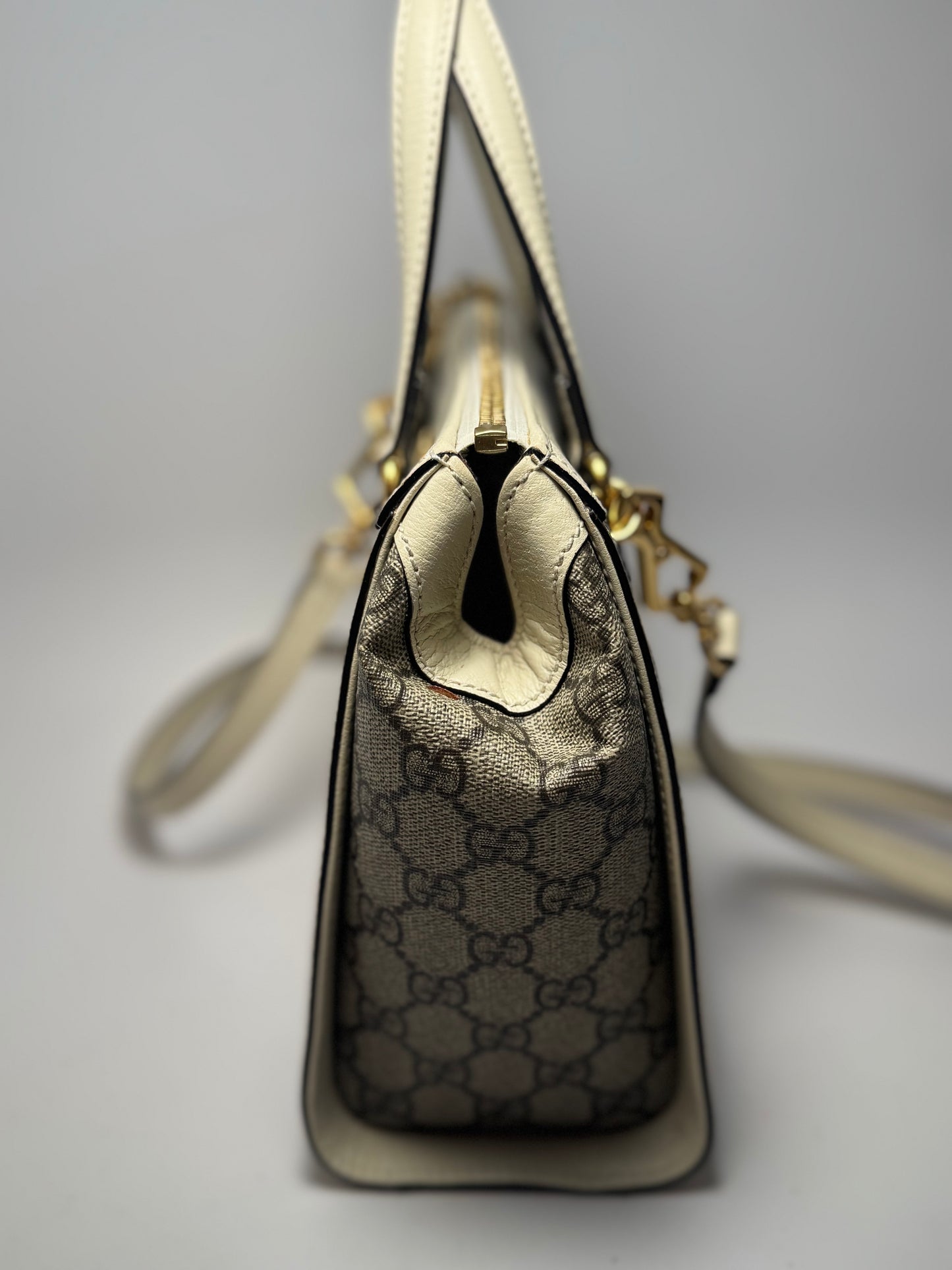 Gucci Ophidia Small GG Tote Leather & Canvas Crossbody Strap
