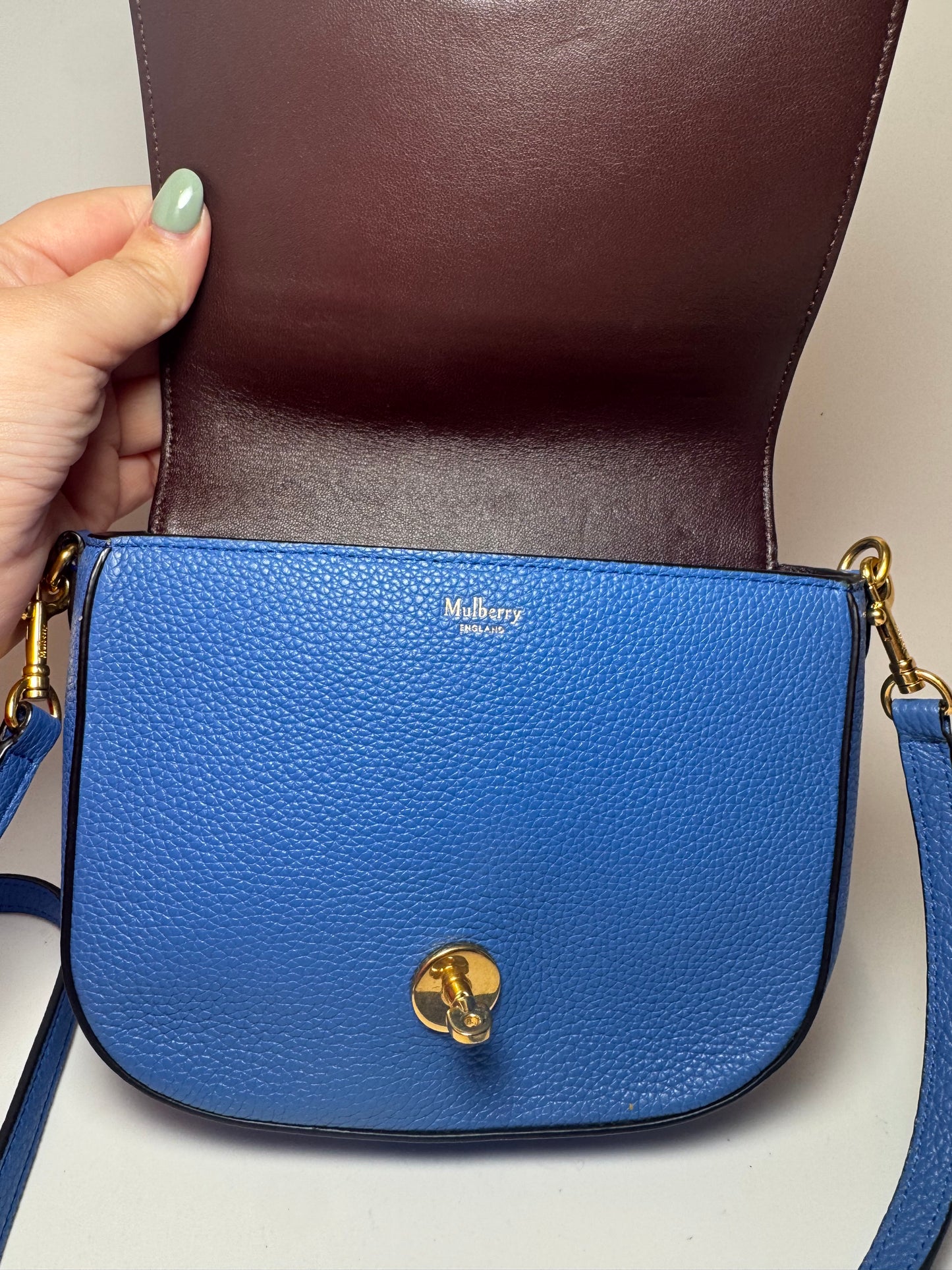 Mulberry Small Darley Satchel Blue Crossbody in Small Classic Grain Leather
