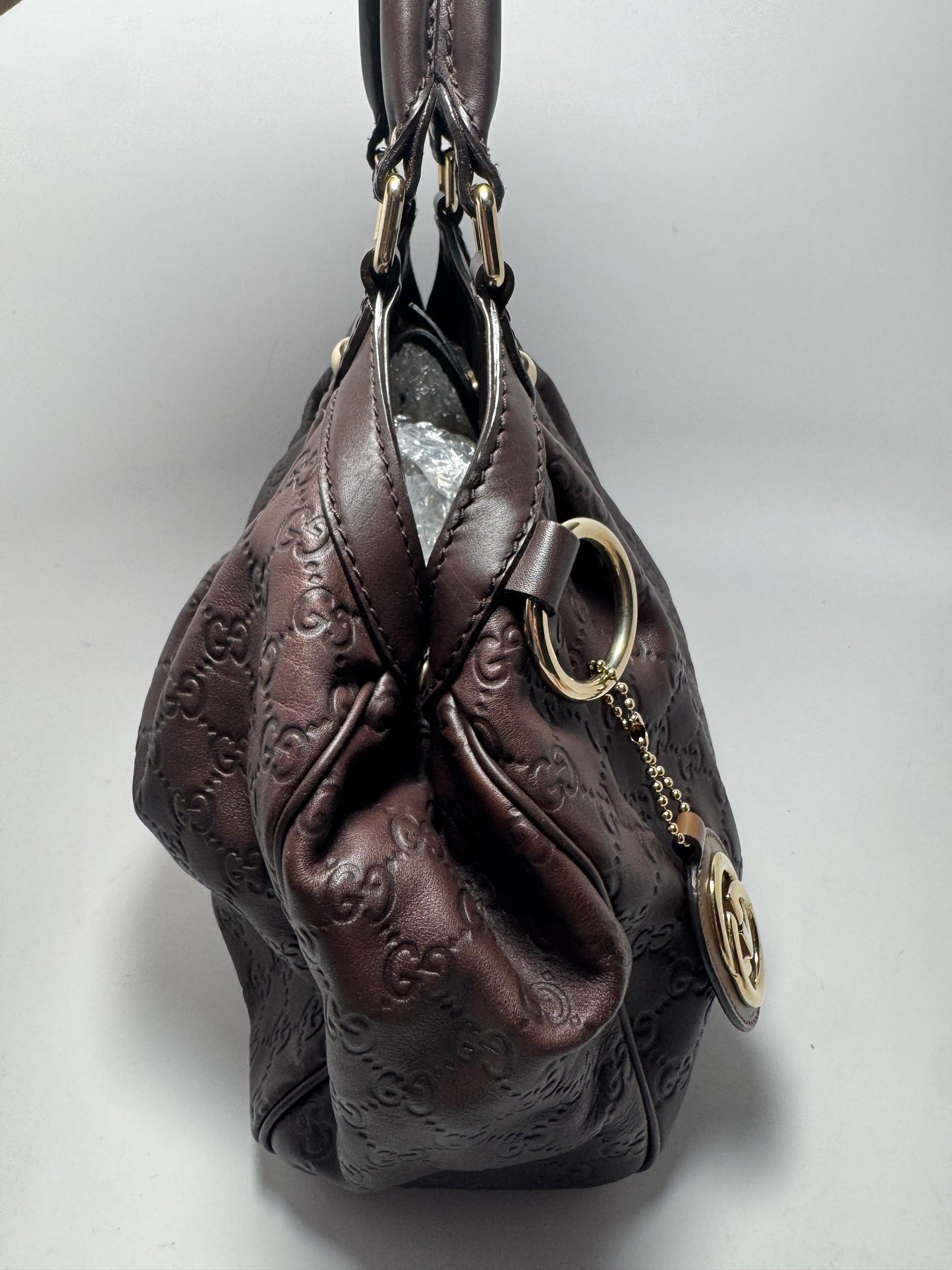 Gucci Sukey Tote Guccissima Leather Hand Bag Walnut Brown