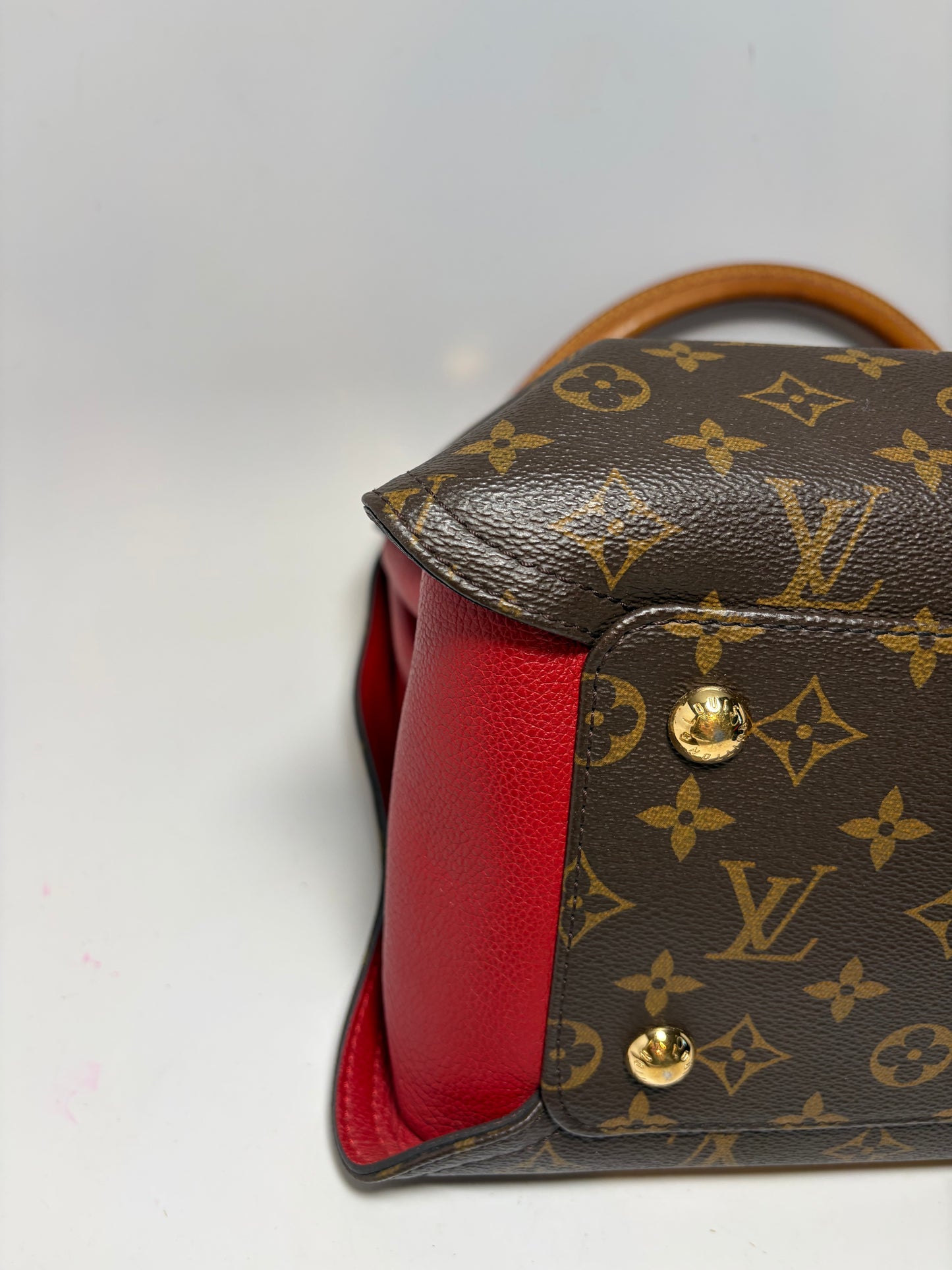 Louis Vuitton Gaia Brown Monogram Shoulder Bag w/Red Leather