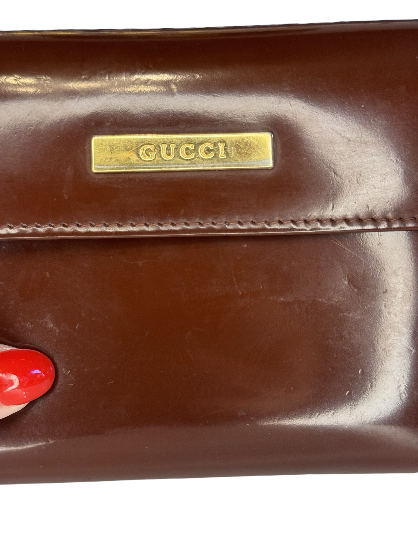 Gucci Mini Agenda Planner/Wallet GUC Red Burgundy Leather Vintage Designer