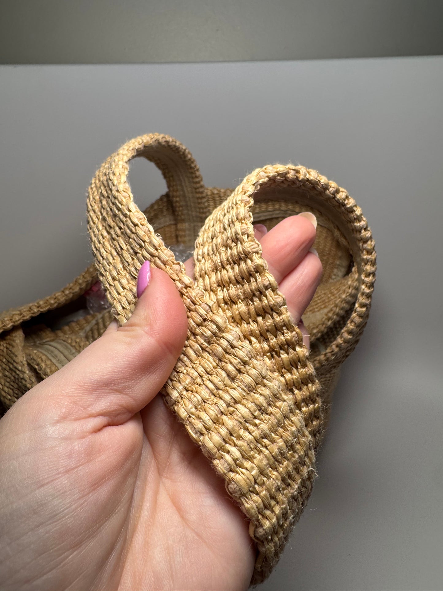 Jimmy Choo Natural Raffia E/W (East West) Tote Nag in Natural/Latte