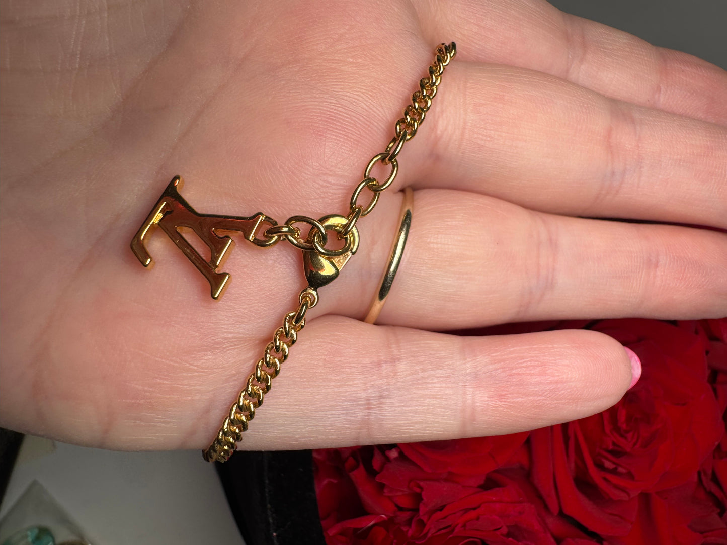 Louis Vuitton Sweet Monogram Charm Bracelet Gold Tone