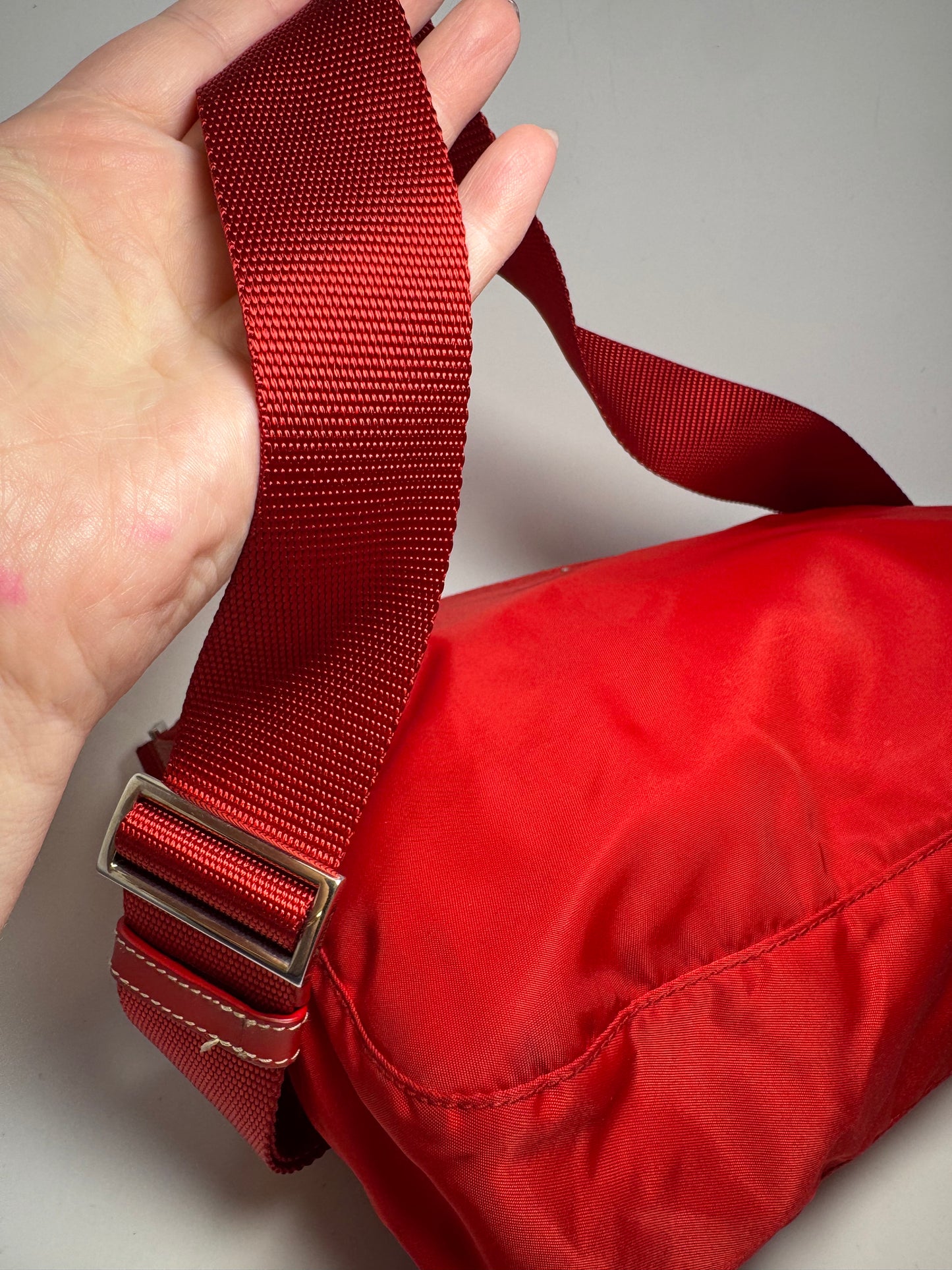 Prada Red Nylon Shoulder Bag/Crossbody