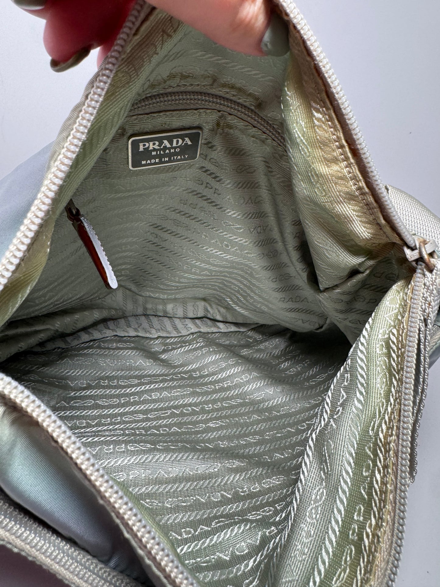 Prada Sport Ice Baby Blue Argento Nylon Shoulder Bag / Crossbody