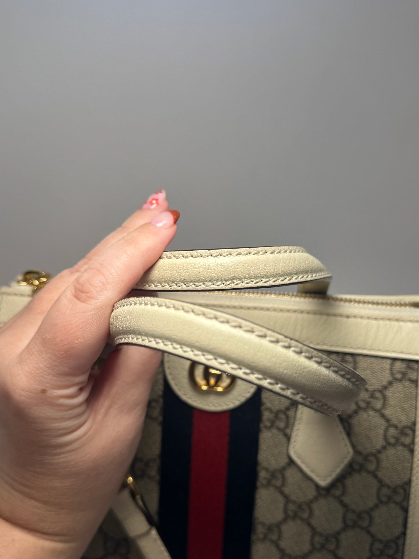 Gucci Ophidia Small GG Tote Leather & Canvas Crossbody Strap