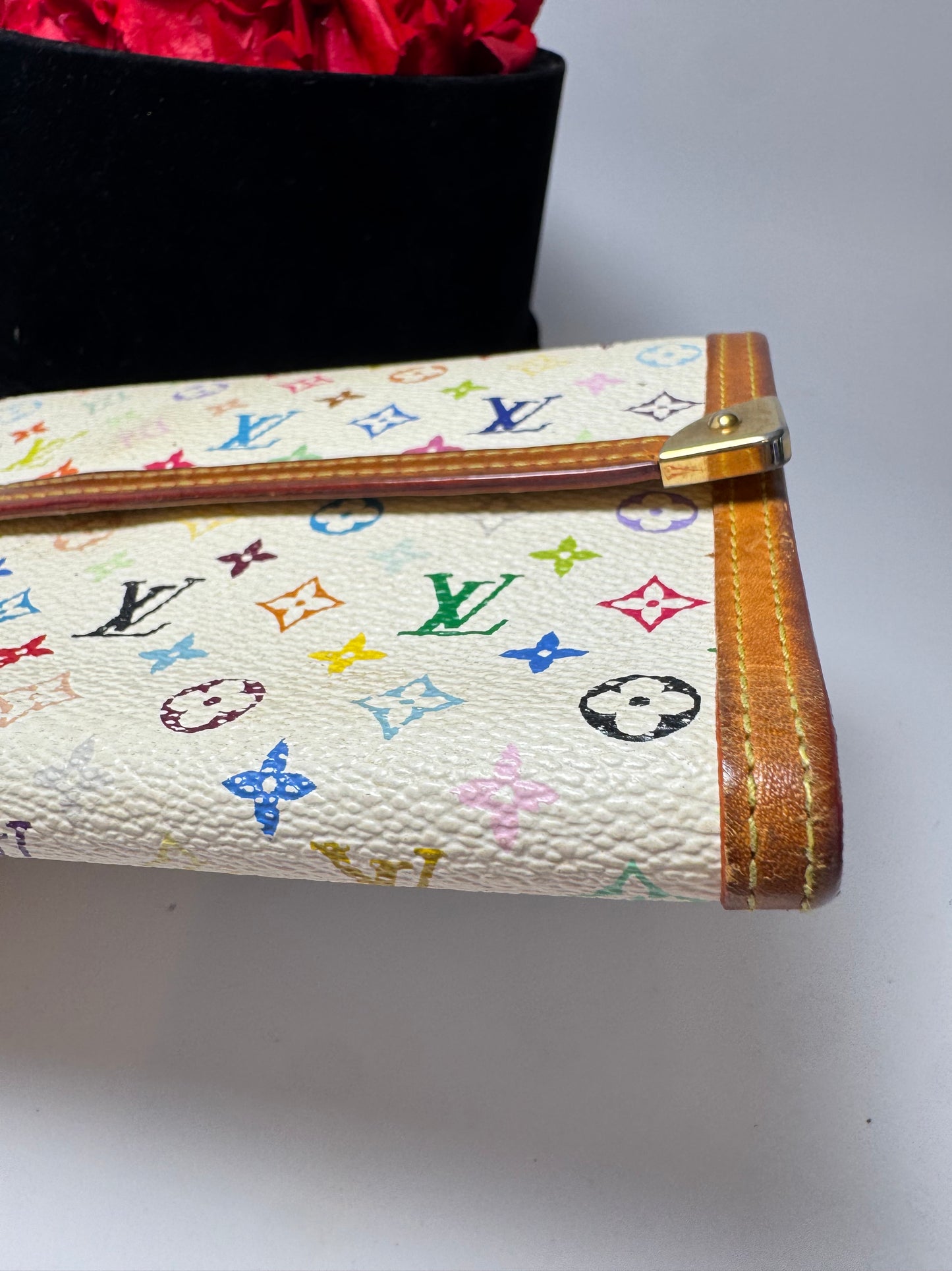 Louis Vuitton Porte Tressor Trifold White Multicolor Monogram Wallet