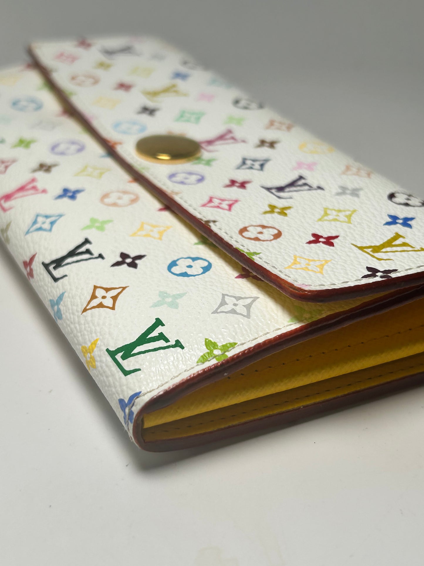Louis Vuitton Multicolore Sarah White Monogram Wallet with Yellow Interior Excellent Condition