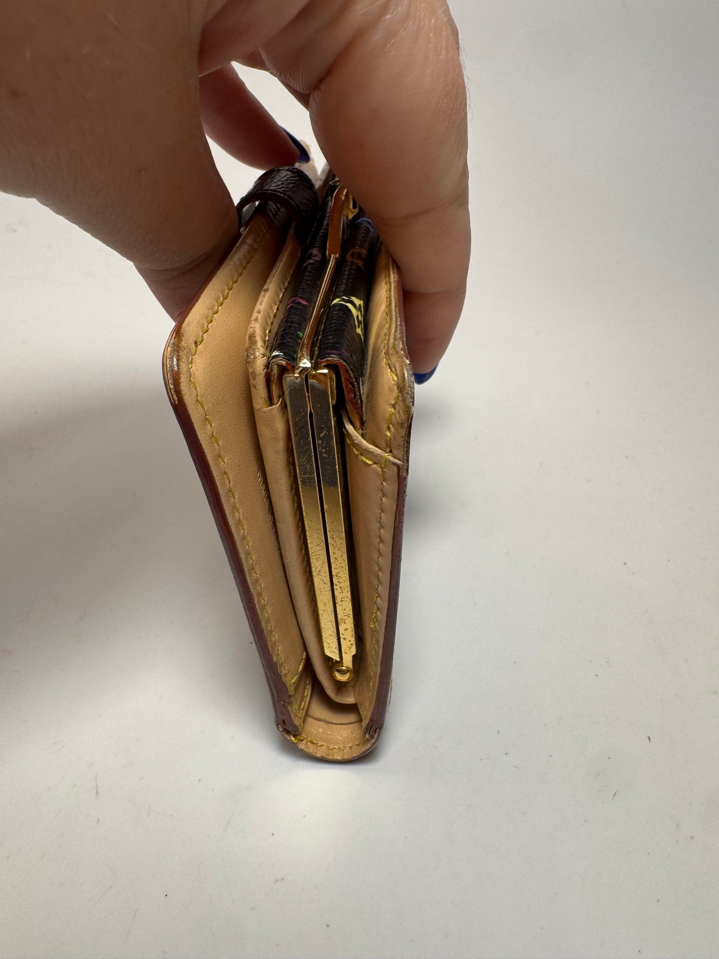 Louis Vuitton Black Multicolor Murakami French Purse Kiss Lock Wallet