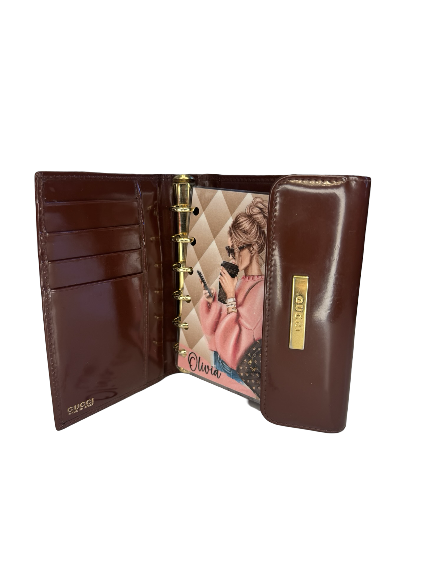 Gucci Mini Agenda Planner/Wallet GUC Red Burgundy Leather Vintage Designer