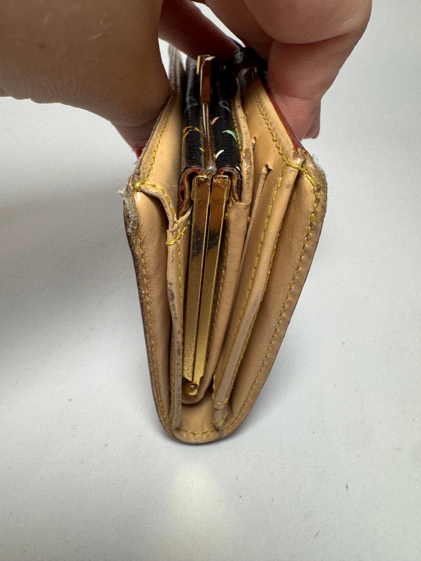 Louis Vuitton Black Multicolor Murakami French Purse Kiss Lock Wallet