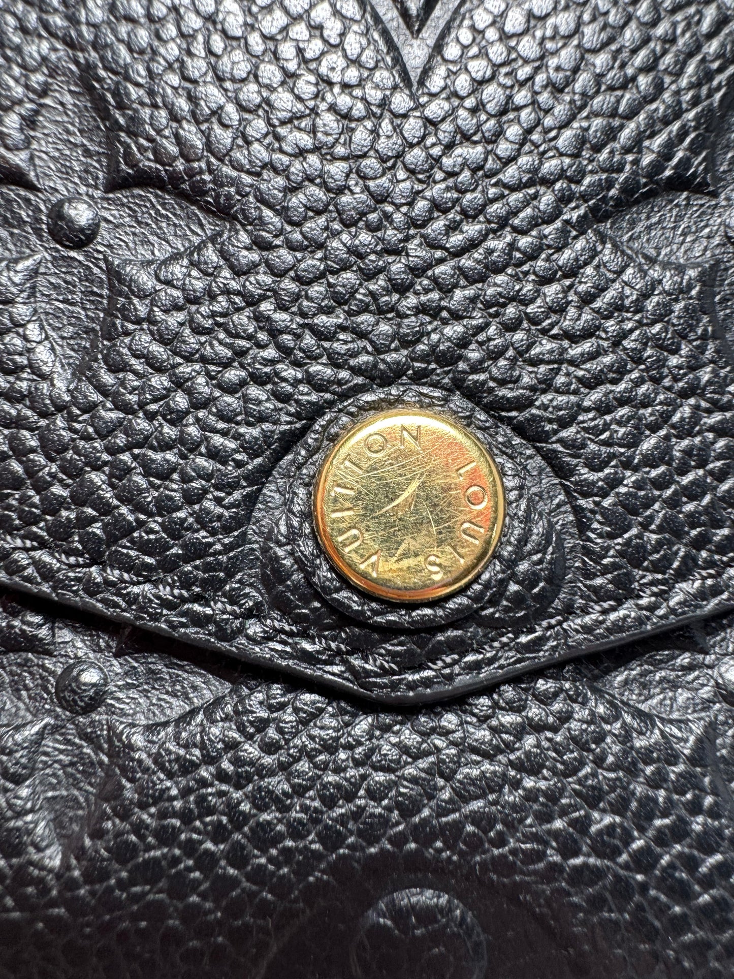 Louis Vuitton Black Key Pouch Wallet Empriente Noir Leather w/Key Ring