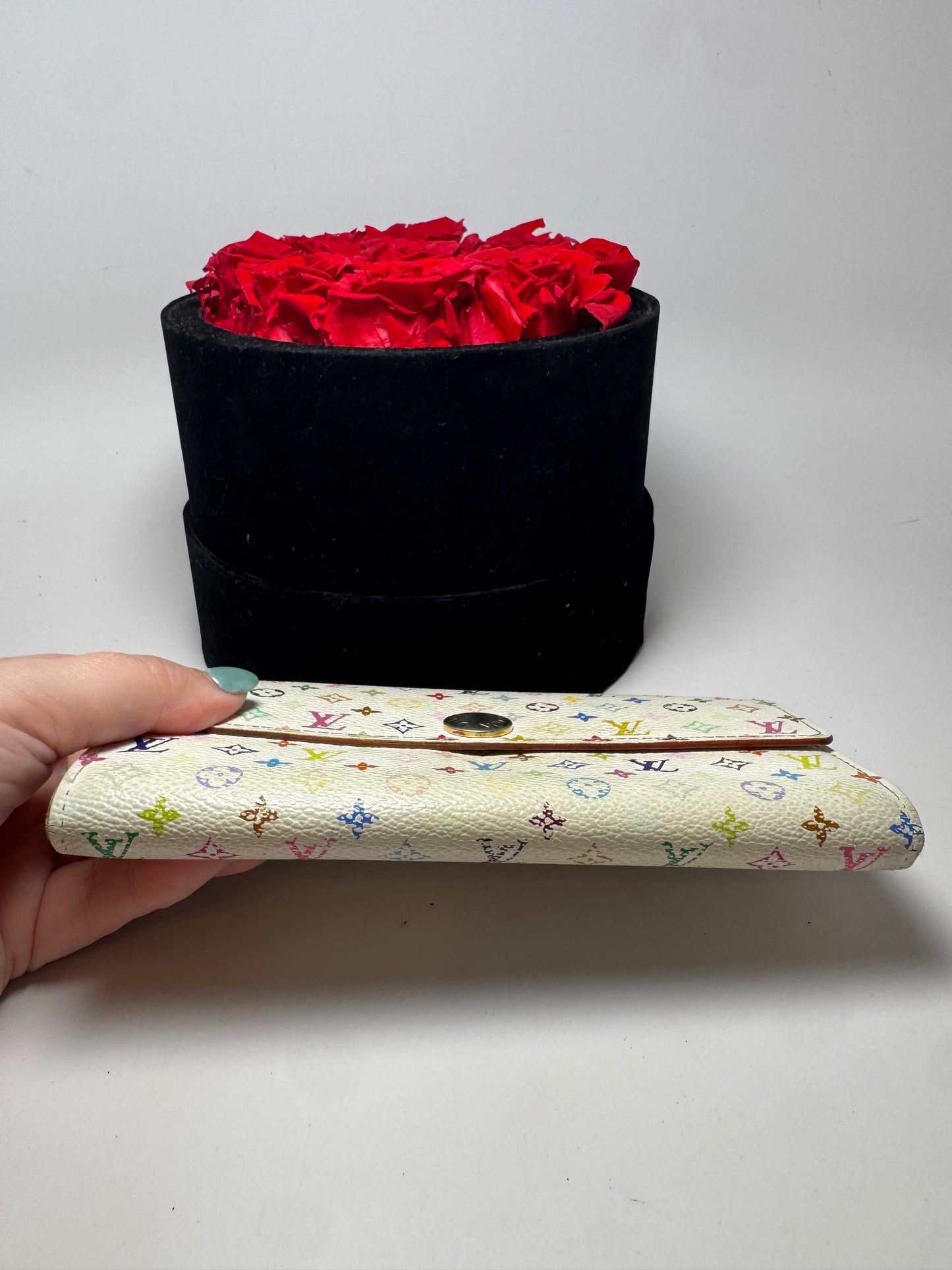 Louis Vuitton Sarah White Multicolor Wallet- FAIR condition