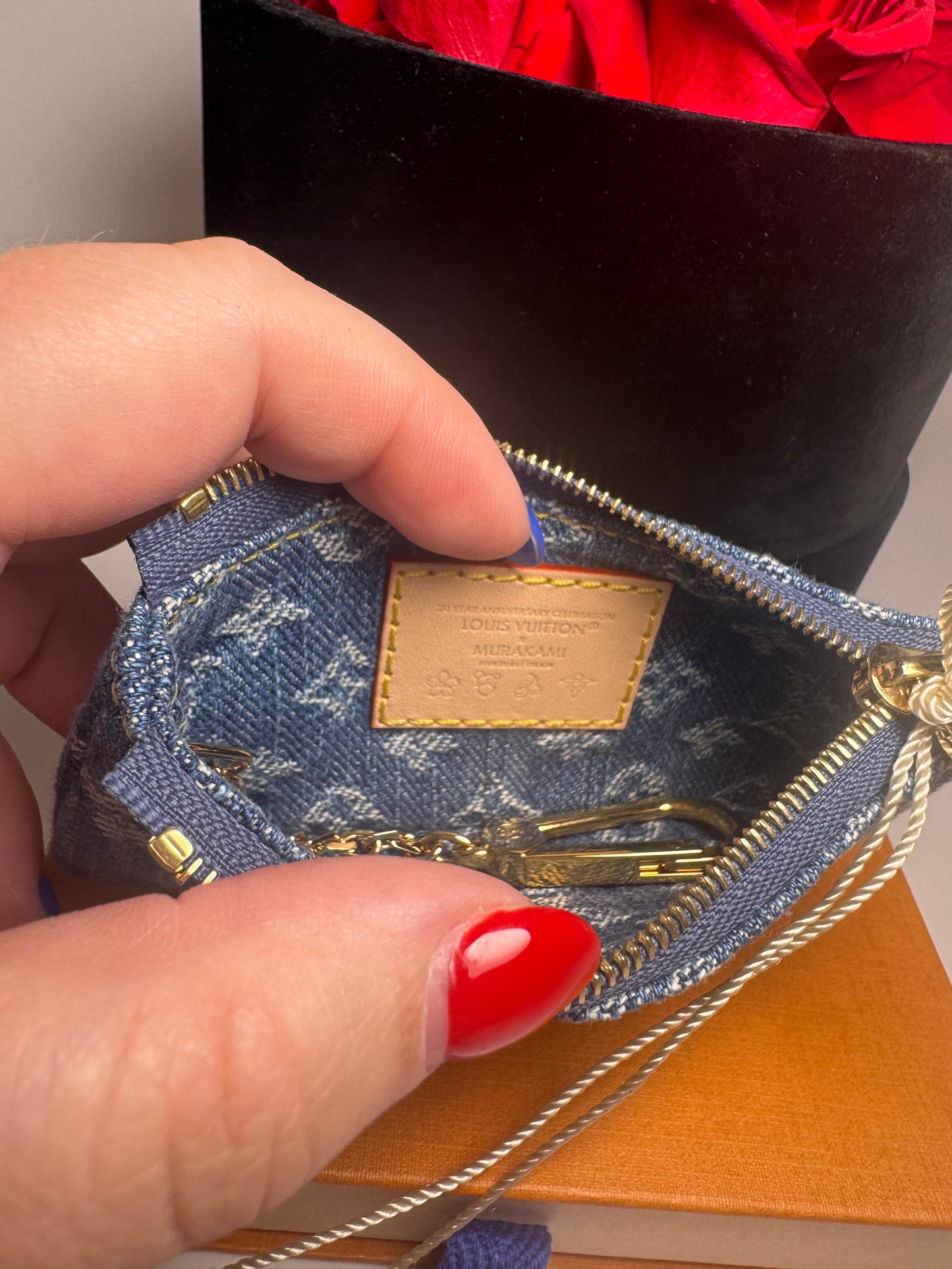 Louis Vuitton x TM Denim Cherry Key Pouch NEW w/COA