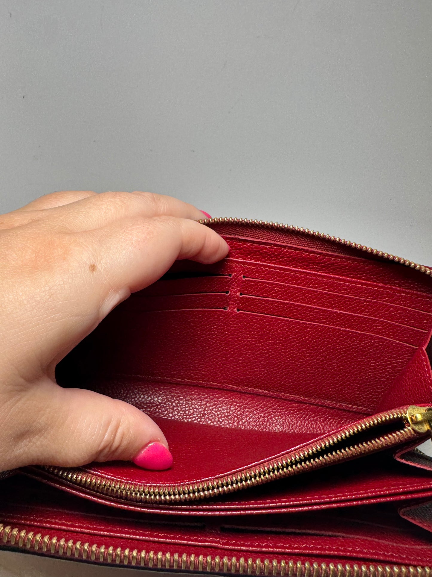 Louis Vuitton Cerise Red Monogram Empriente Leather Zippy Wallet