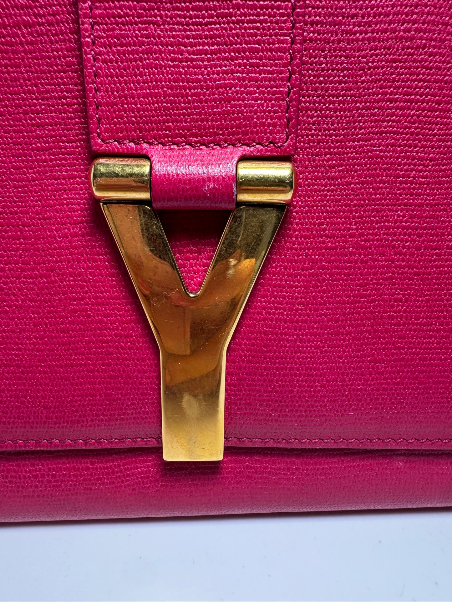 Yves Saint Laurent Hot Pink Leather Clutch