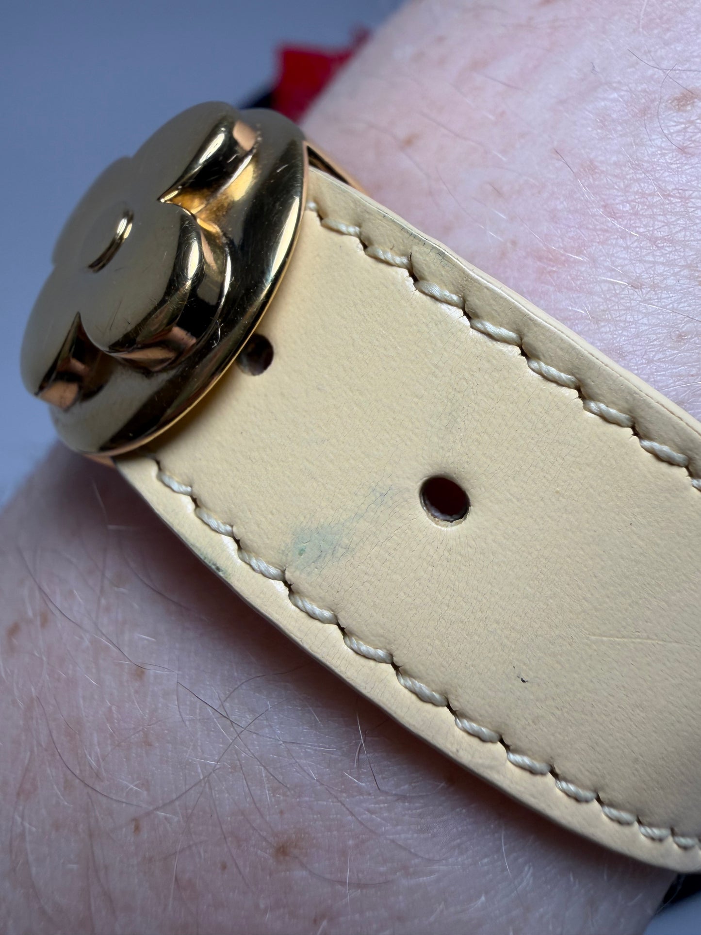 Louis Vuitton Good Luck Bracelet in Beige Leather w/Dust Bag