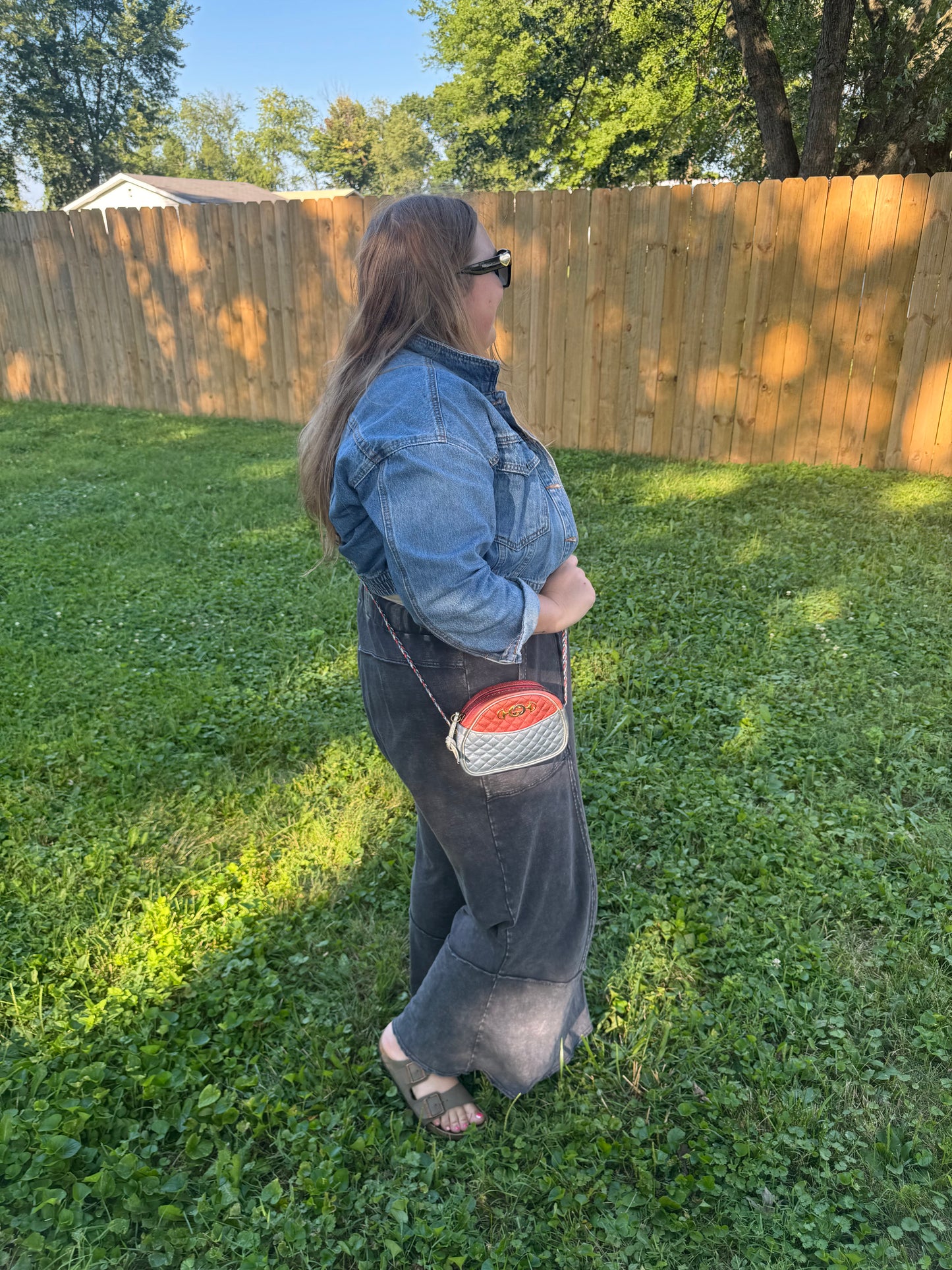 Gucci Nappa Trapuntata Laminated Mini Zumi Dome Crossbody Red, Silver & Blue w/two tone GGs on front