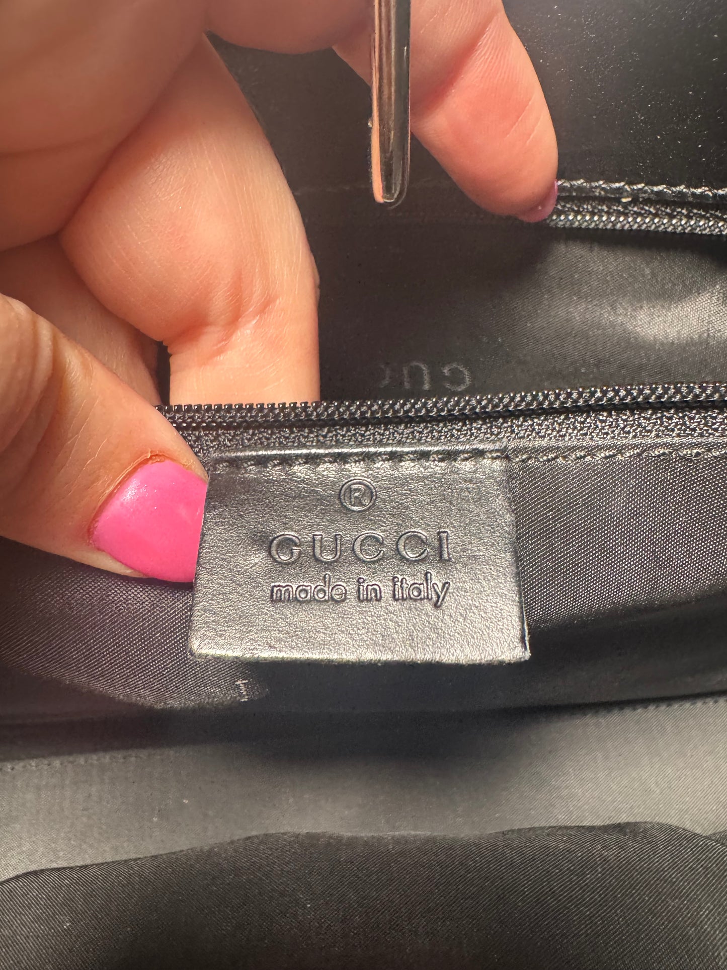 Gucci Jackie Bardot Piston Lock Hobo Black & White Cloth & Leather