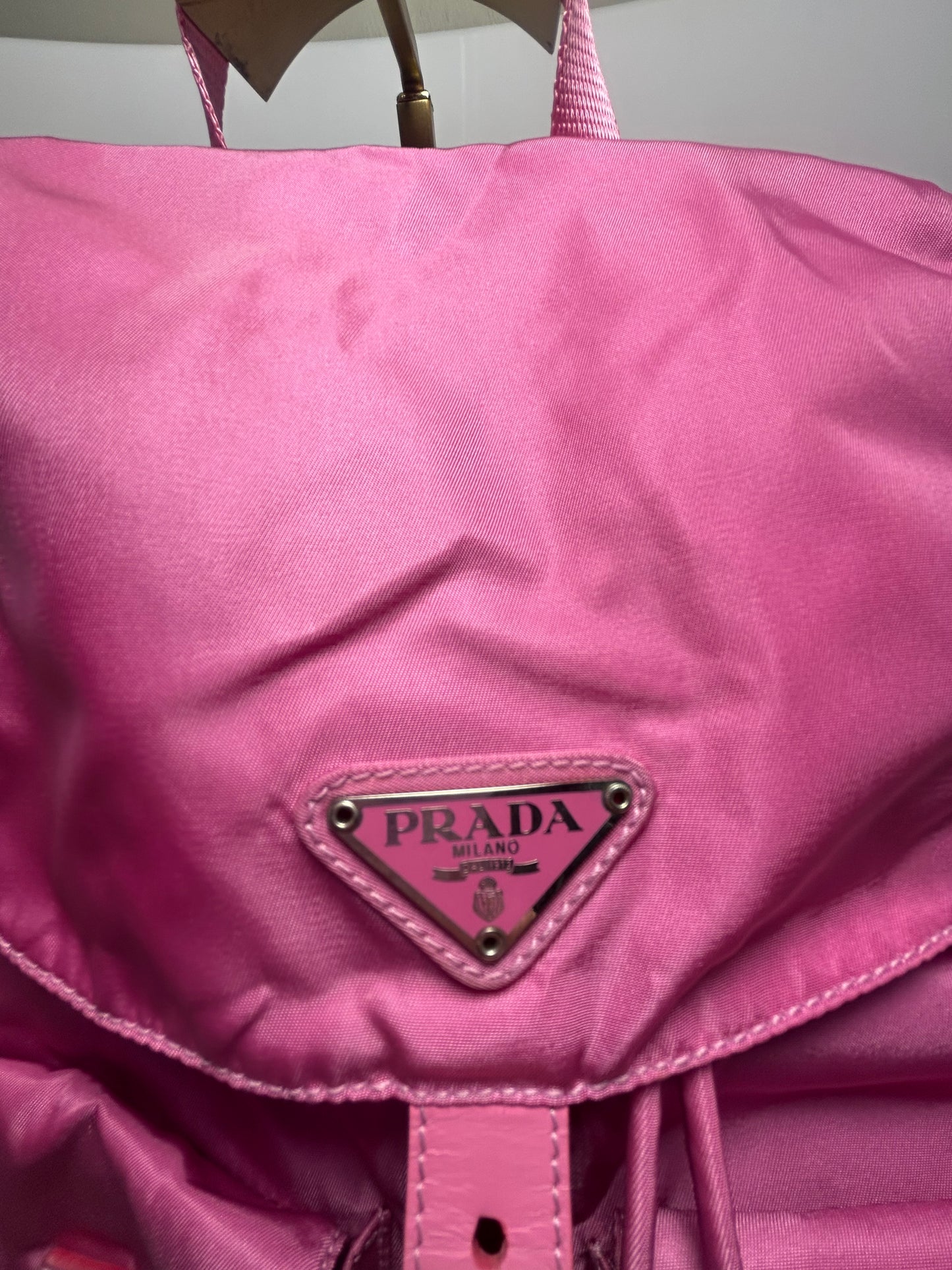 Prada Vella Double Pocket Pink Back Pack