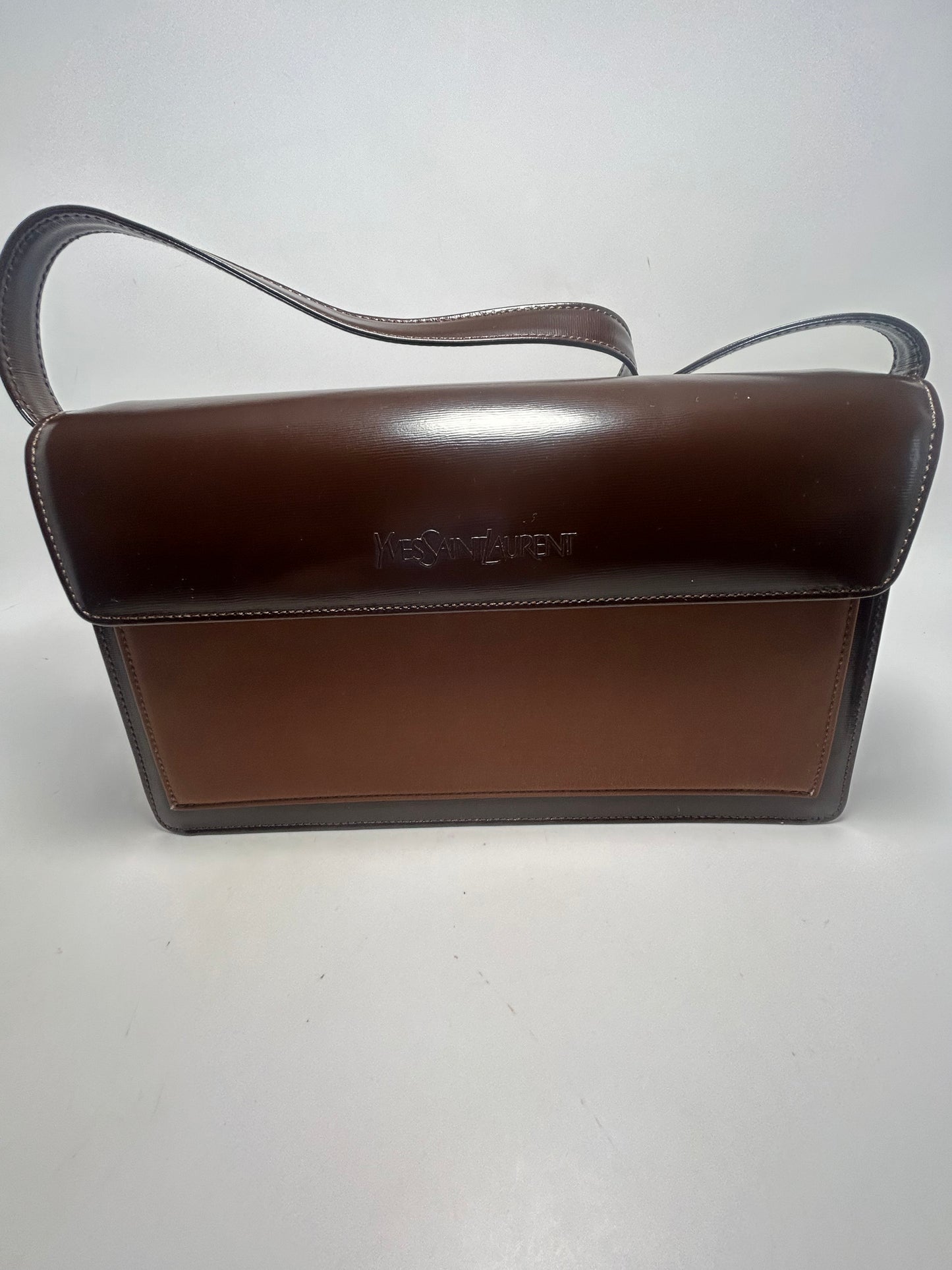 Vintage Yves Saint Laurent Brown Leather Shoulder Bag