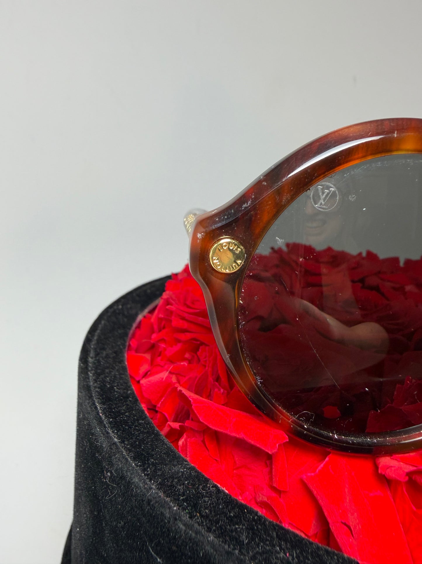 Louis Vuitton Brown Tortoise Round Sunglasses with Gold Monogram Details