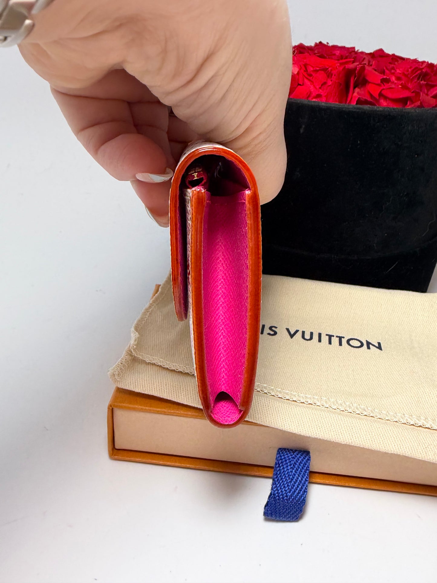 Louis Vuitton LV X TM Rosalie Coin Purse Multicolor Canvas with Hot Pink Interior NEW