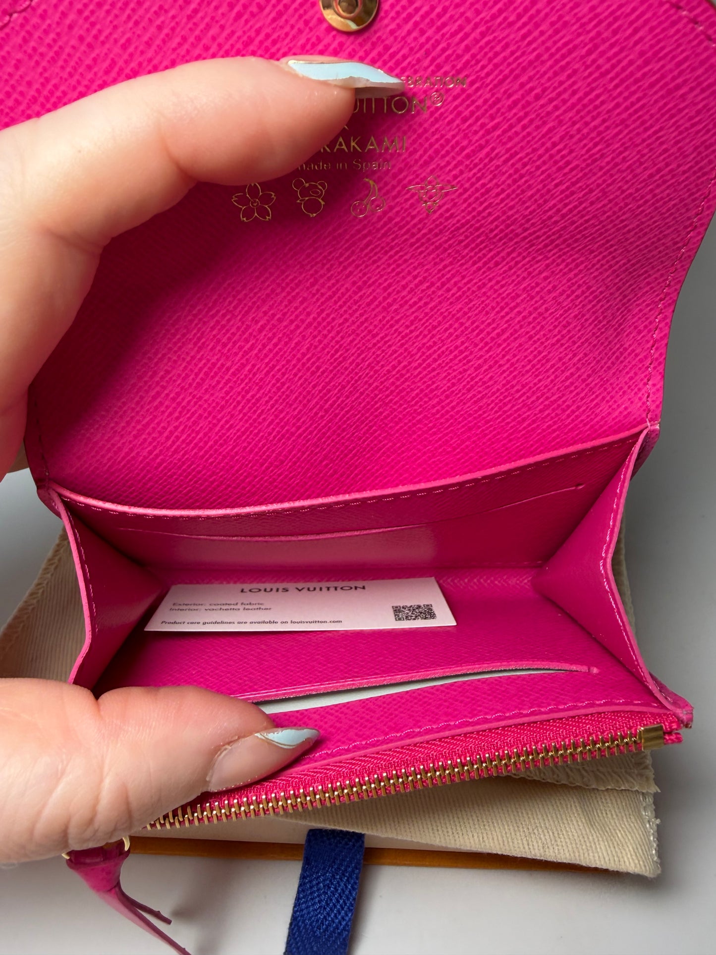 Louis Vuitton LV X TM Rosalie Coin Purse Multicolor Canvas with Hot Pink Interior NEW