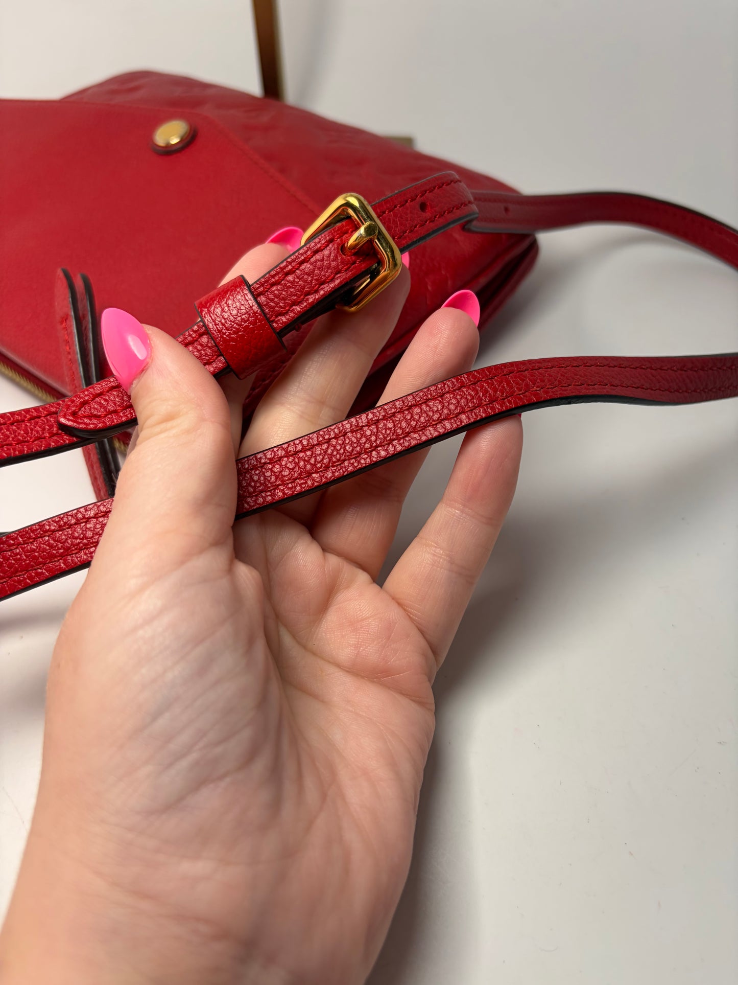 Louis Vuitton Empriente Leather Twice Crossbody in Cherry Red