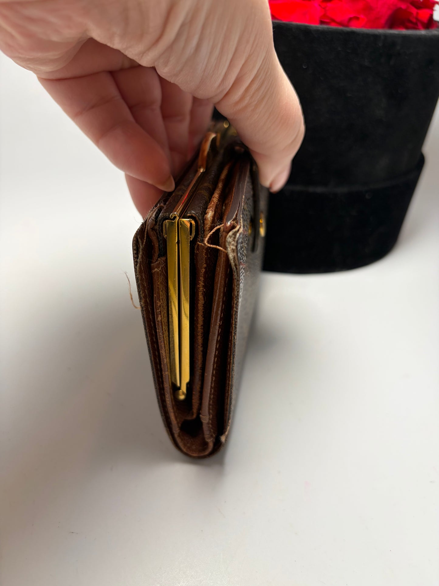 Louis Vuitton French Purse Monogram Kiss Lock Wallet- Fair Condition