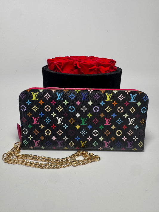 Louis Vuitton Insolite Wallet/Wristlet Multicolor Monogram w/Hot Pink Interior