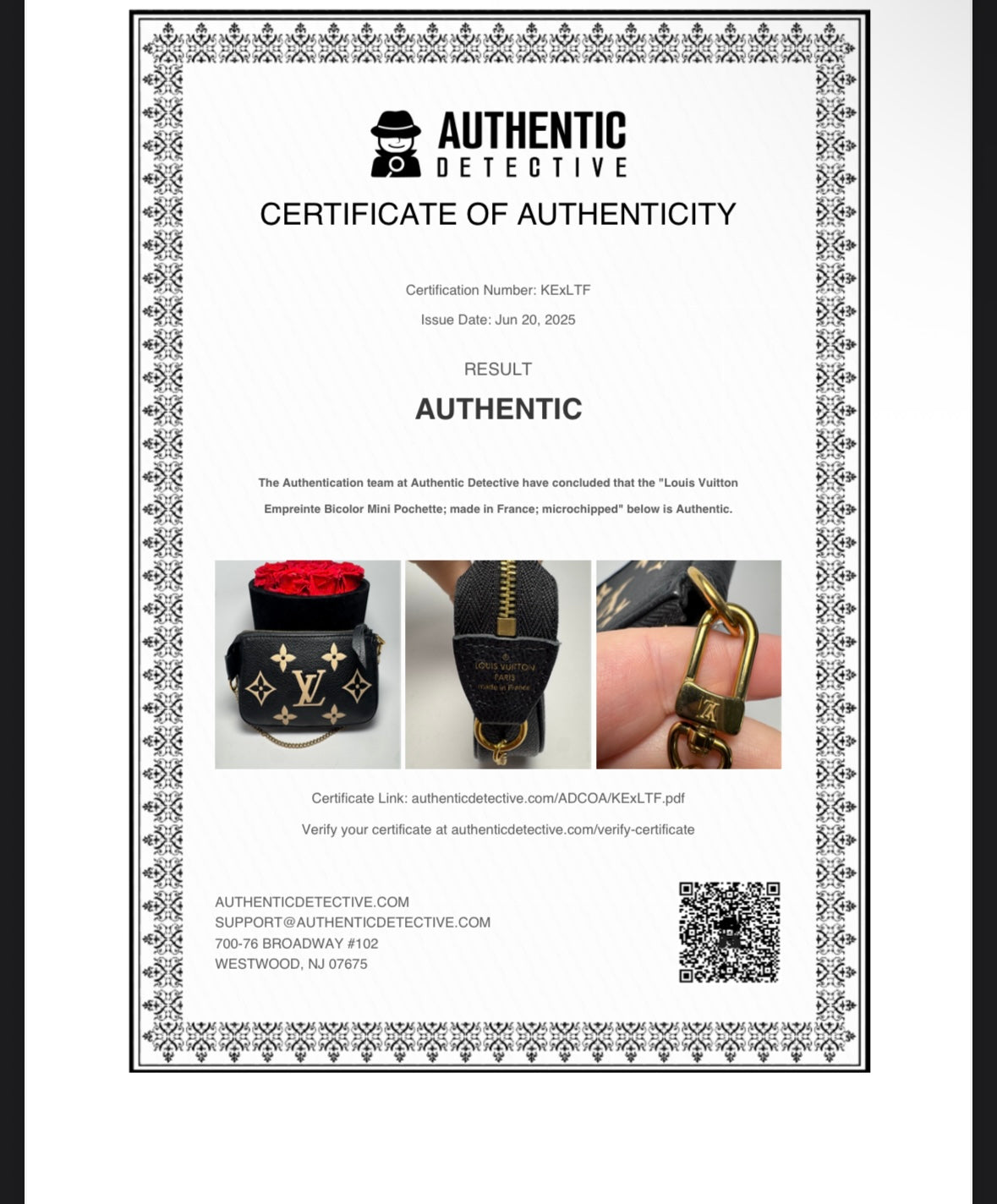 Louis Vuitton Empriente Bicolor Black & Cream Mini Pochette w/Gift Box w/COA from Authentic Detective