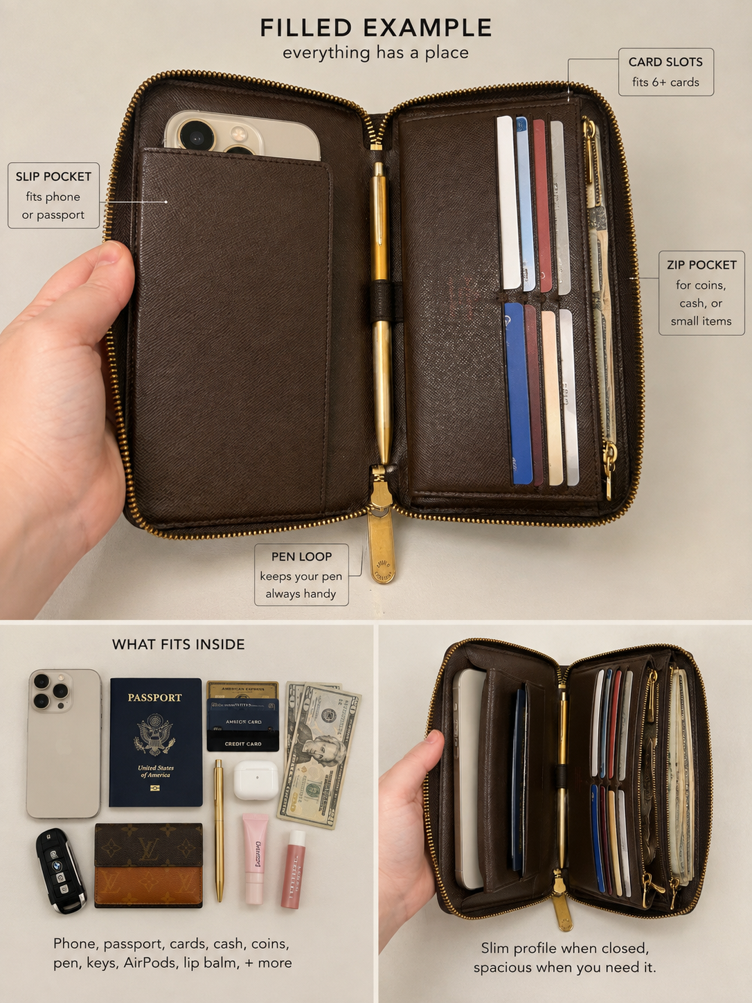 Louis Vuitton Damier Ebene Zippy Organizer Wallet