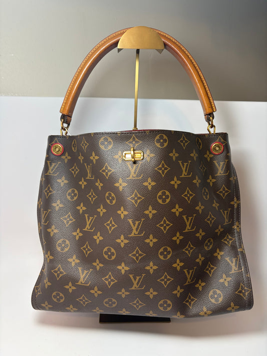 Louis Vuitton Gaia Brown Monogram Shoulder Bag w/Red Leather