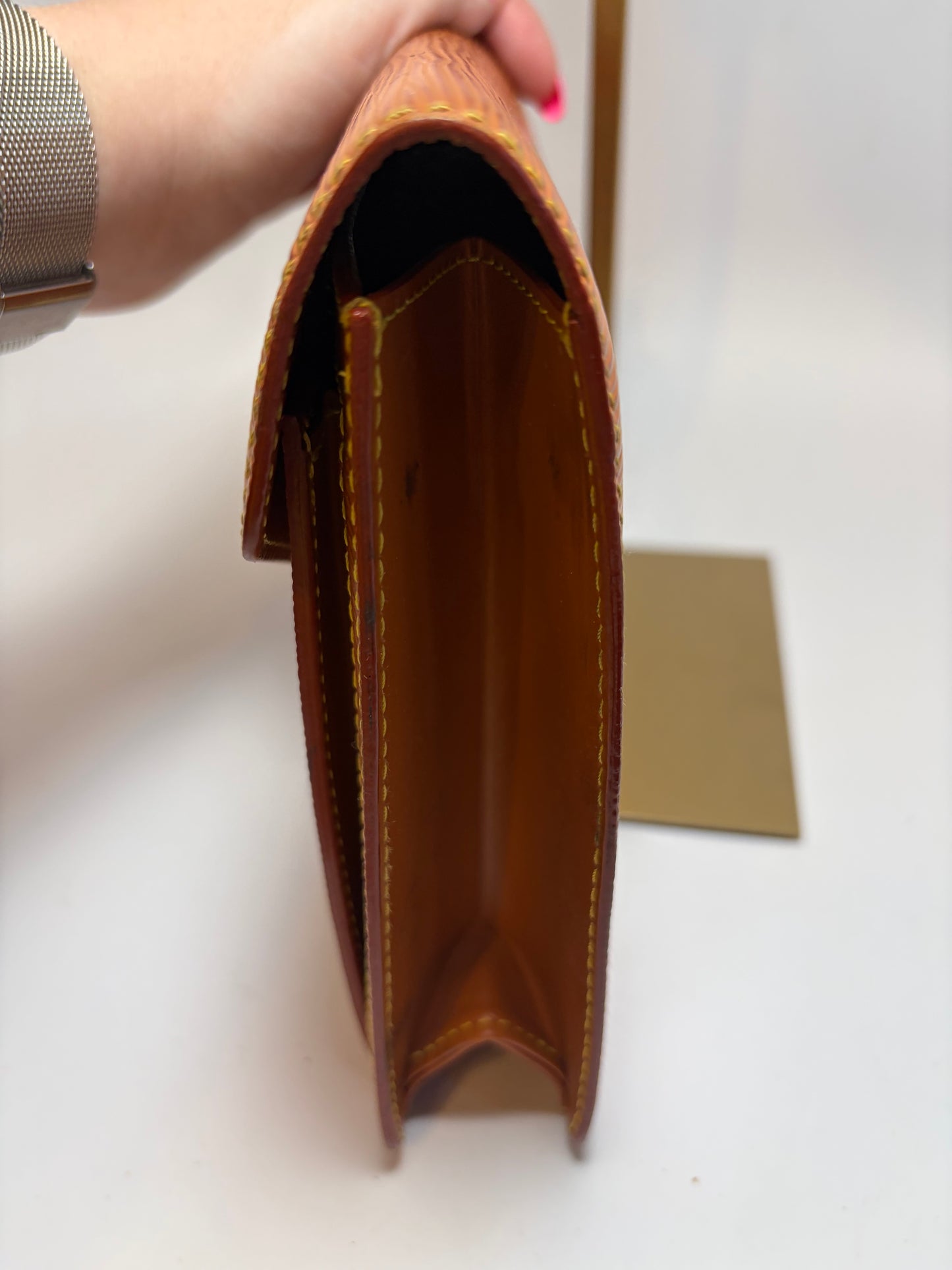 Louis Vuitton Pochette Sellier Draggone Clutch/Wristlet Cognac Epi Leather
