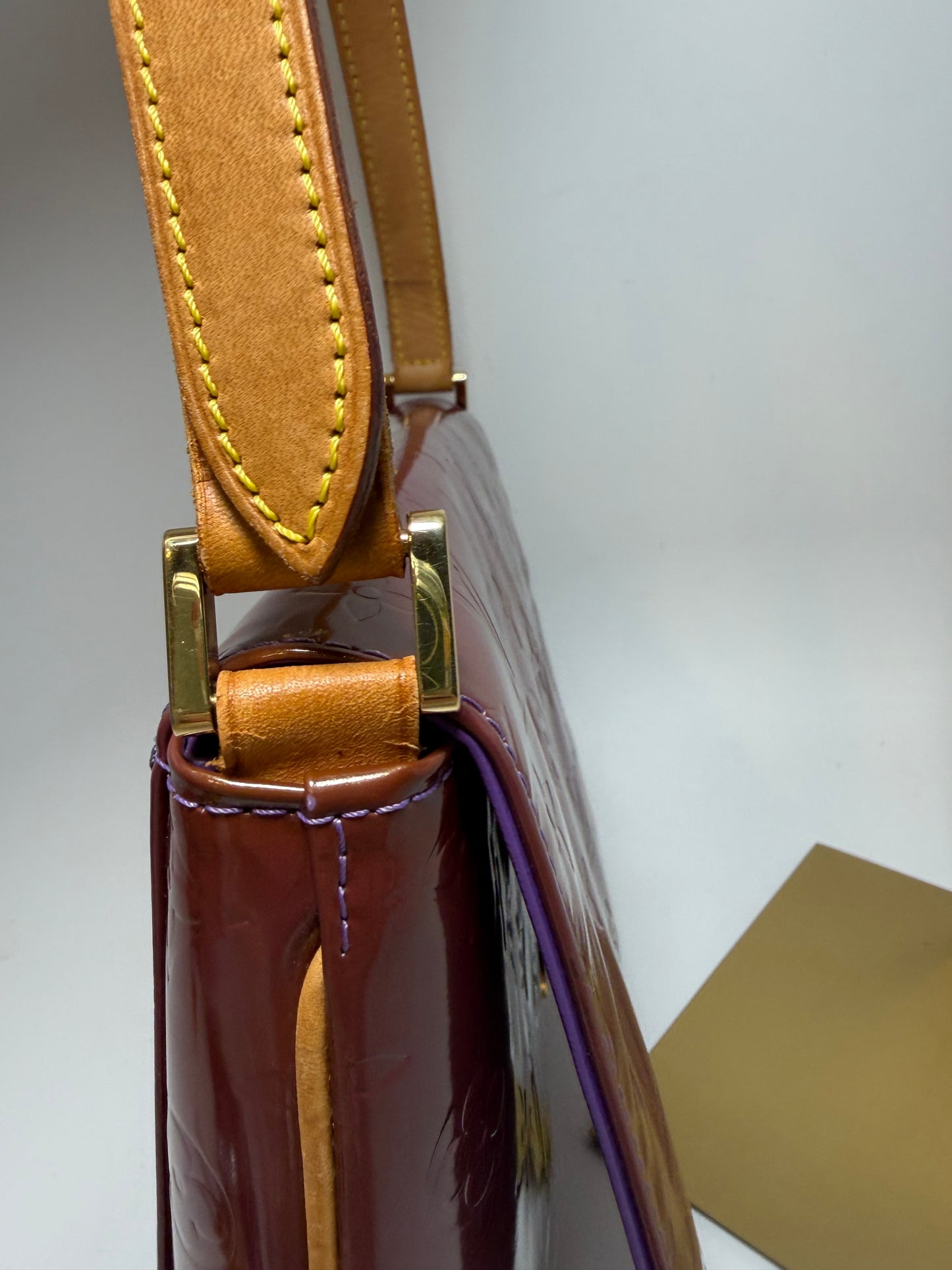 Louis Vuitton Thompson Street Purple Vernis Leather Monogram Shoulder Bag with Purple leather interior