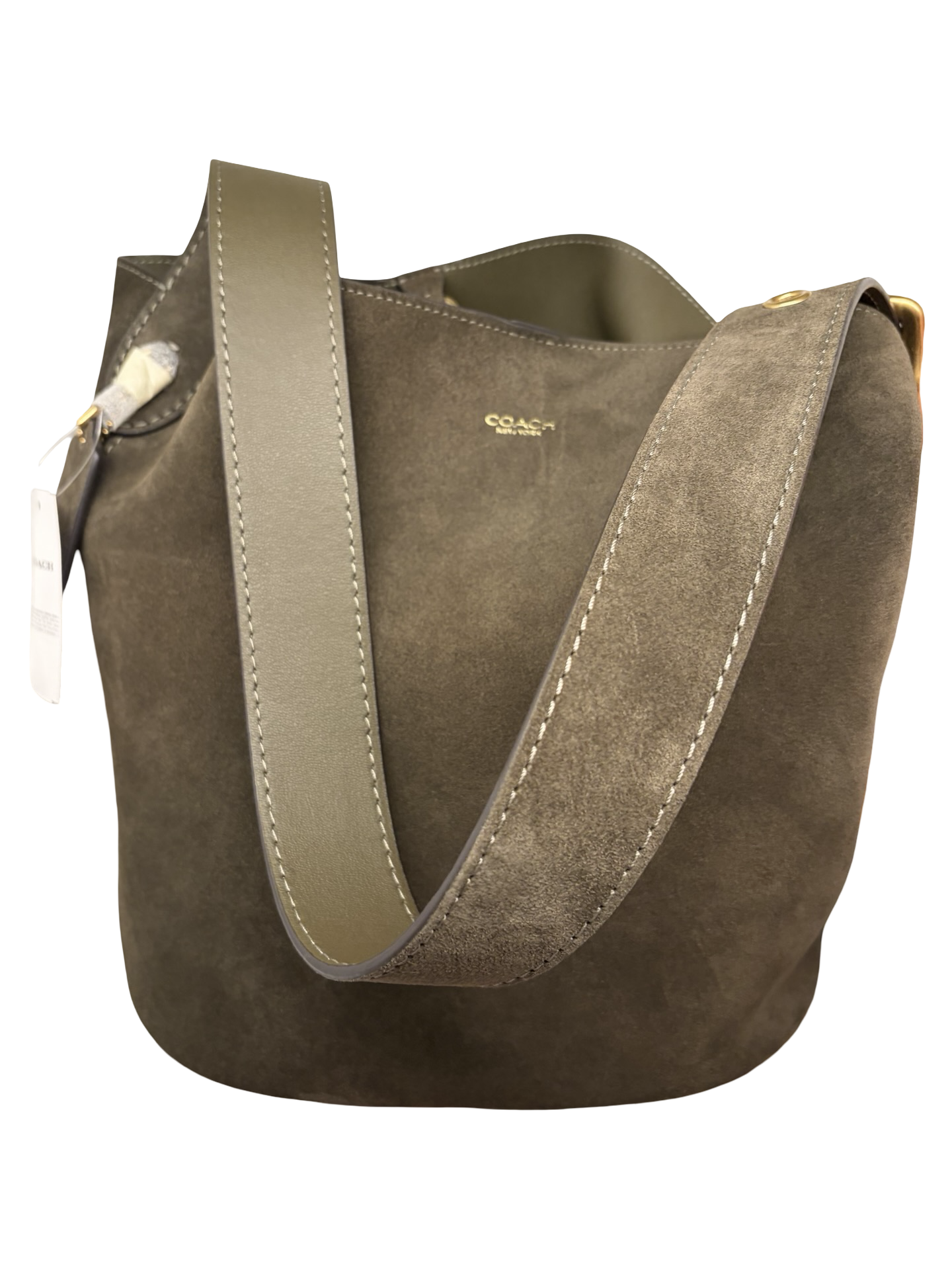Coach Bleecker Bucket Bag Shoulder Bag with Pouch NWT In Olive Suede