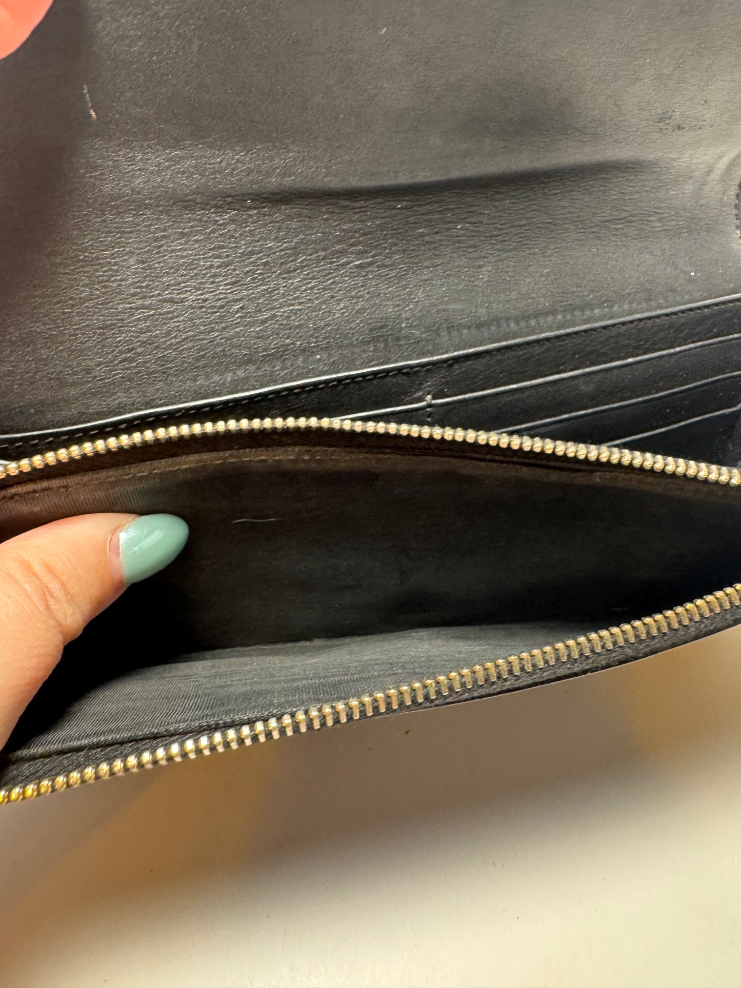 Yves Saint Laurent Black Leather Clutch w/Gold
