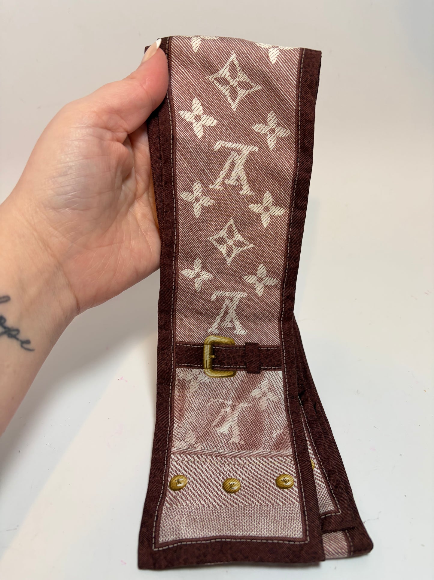 Louis Vuitton Silk BB Bandeau Denim Burgundy Monogram