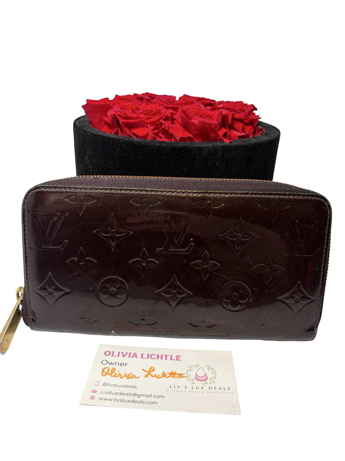 Louis Vuitton Plum Vernis Leather Zippy Wallet