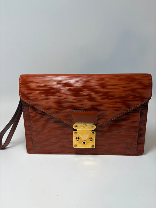 Louis Vuitton Pochette Sellier Draggone Clutch/Wristlet Kenyan Fawn Brown Epi Leather