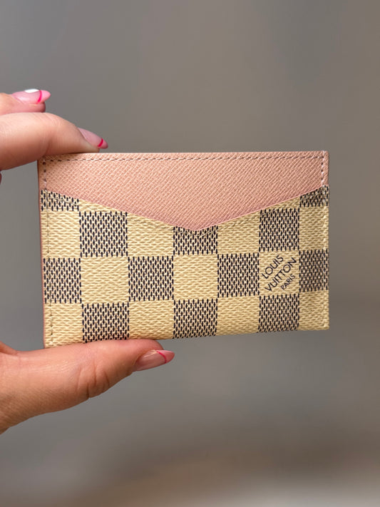 Louis Vuitton Damier Azur Card Holder w/Ballerine Pink